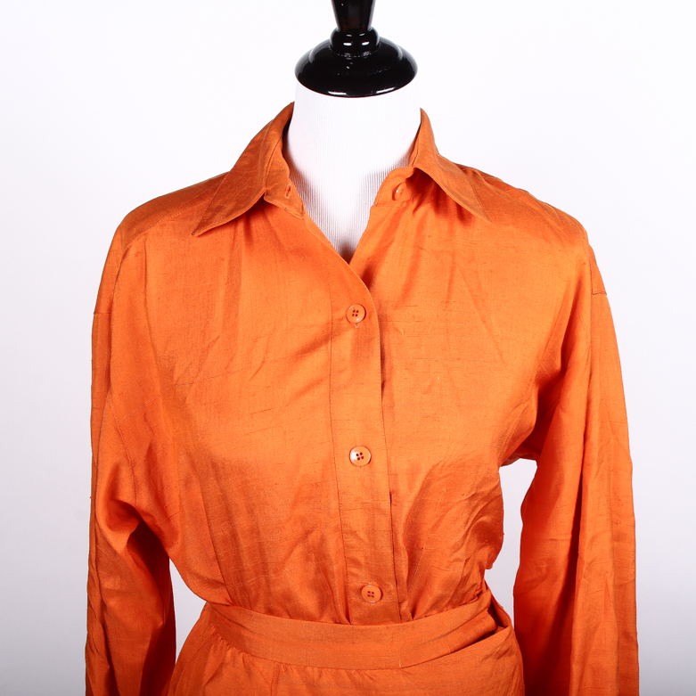 Vintage Orange Silk Wrap Dress