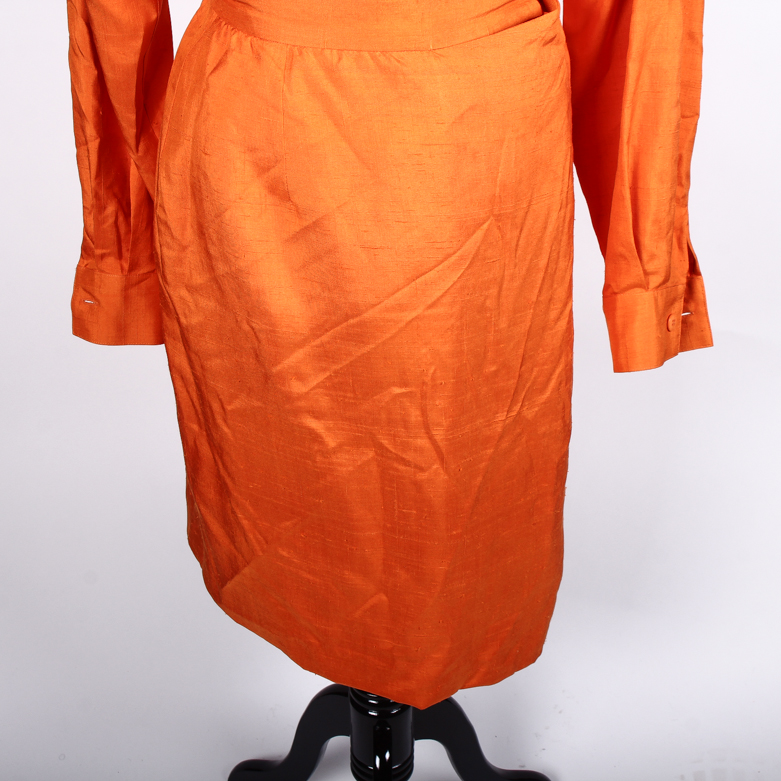 Vintage Orange Silk Wrap Dress