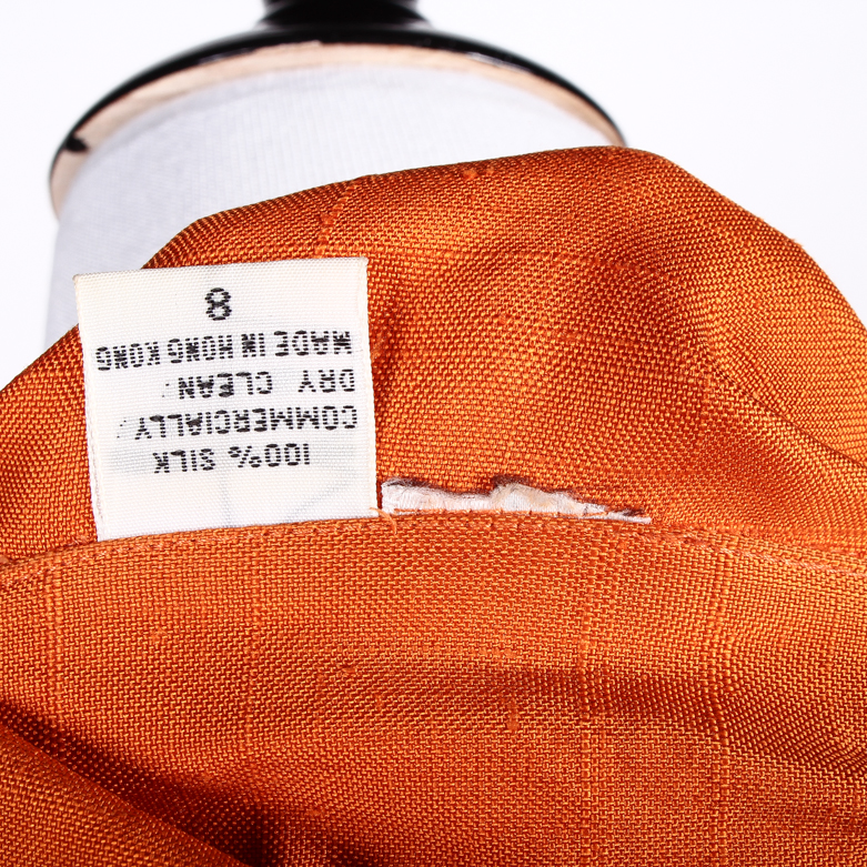 Vintage Orange Silk Wrap Dress
