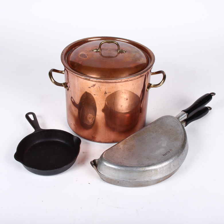 Vintage Cookware Including Griswold Cast Iron and Copper
