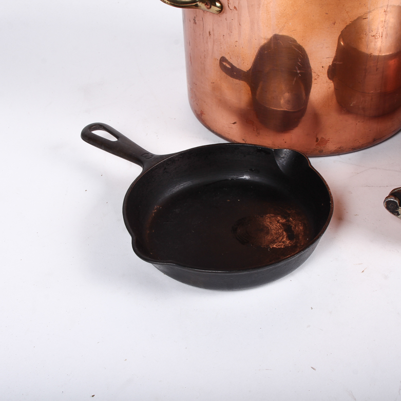 Vintage Cookware Including Griswold Cast Iron and Copper