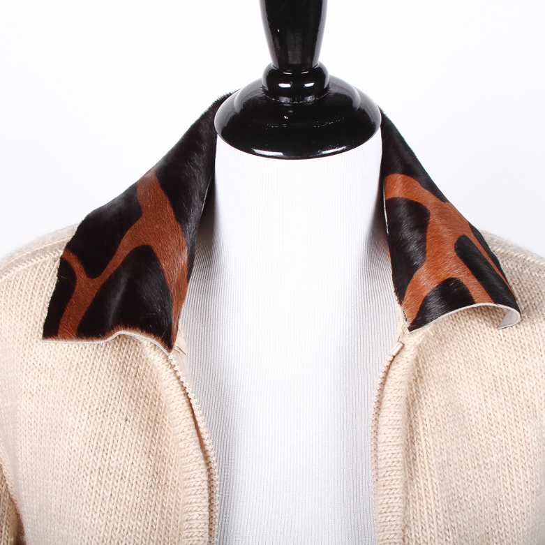 Philosophy Di Albert Ferretti Sweater with Detachable Pony Hair Collar