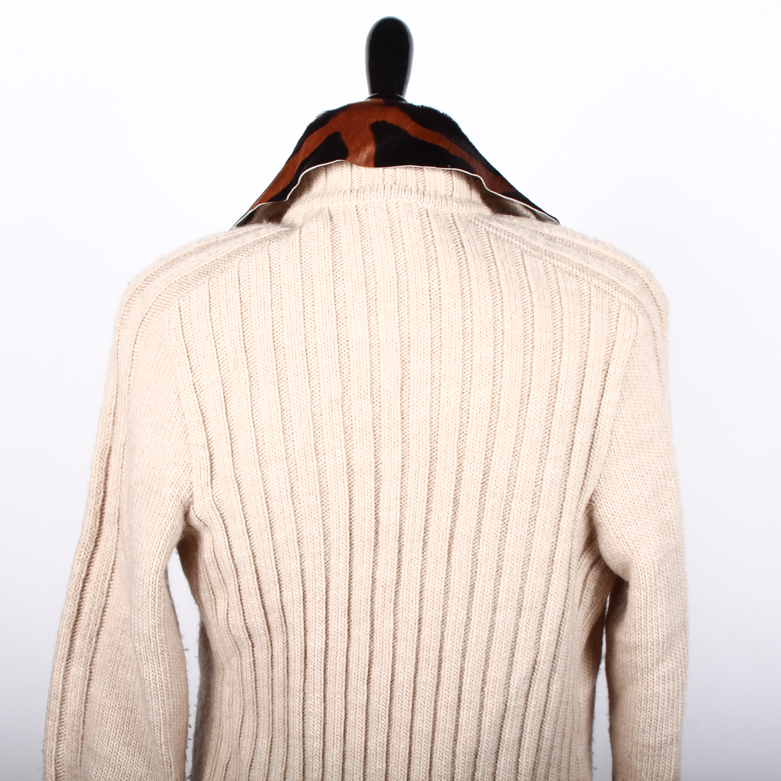 Philosophy Di Albert Ferretti Sweater with Detachable Pony Hair Collar