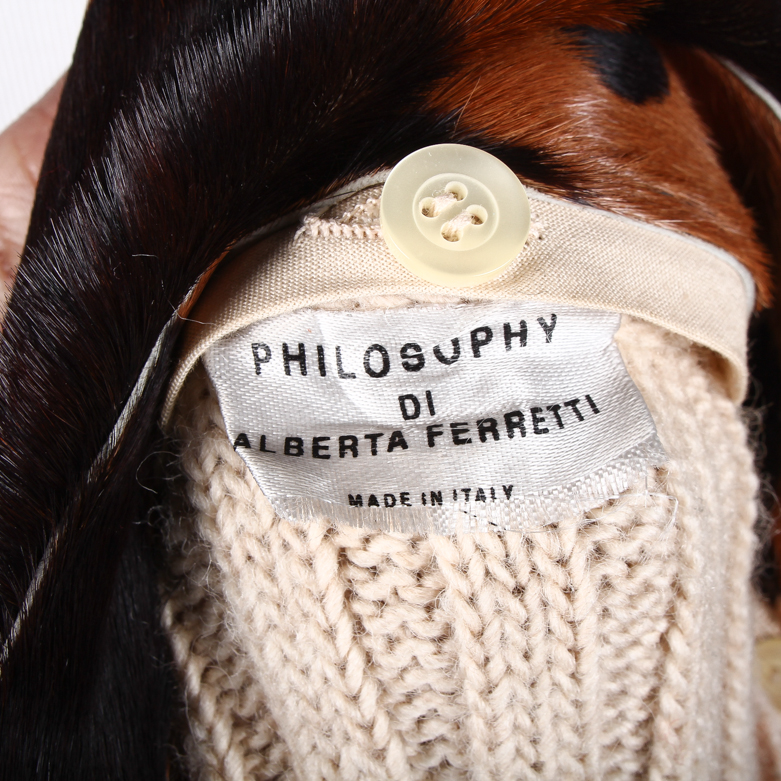 Philosophy Di Albert Ferretti Sweater with Detachable Pony Hair Collar