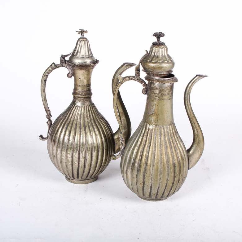 Vintage Silver-Tone Metal Turkish Coffee Pots