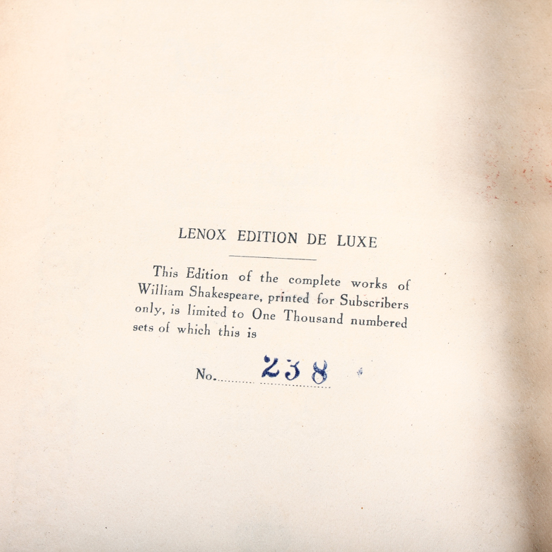 1901 Limited Lenox Edition De Luxe "The Works of Shakespeare" in Twenty Volumes