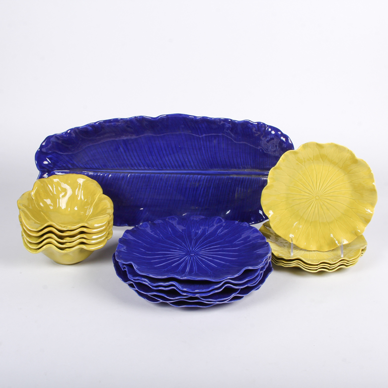 Assortment of Foliage-Themed Dinnerware