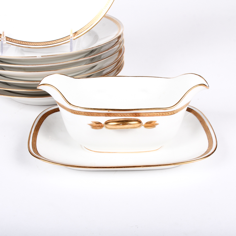 Collection of Seven Vintage Limoges Large Bowls with Gravy Boat