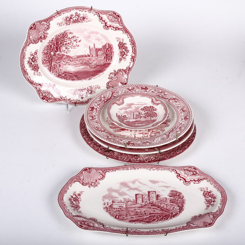 Vintage Red and White Transferware