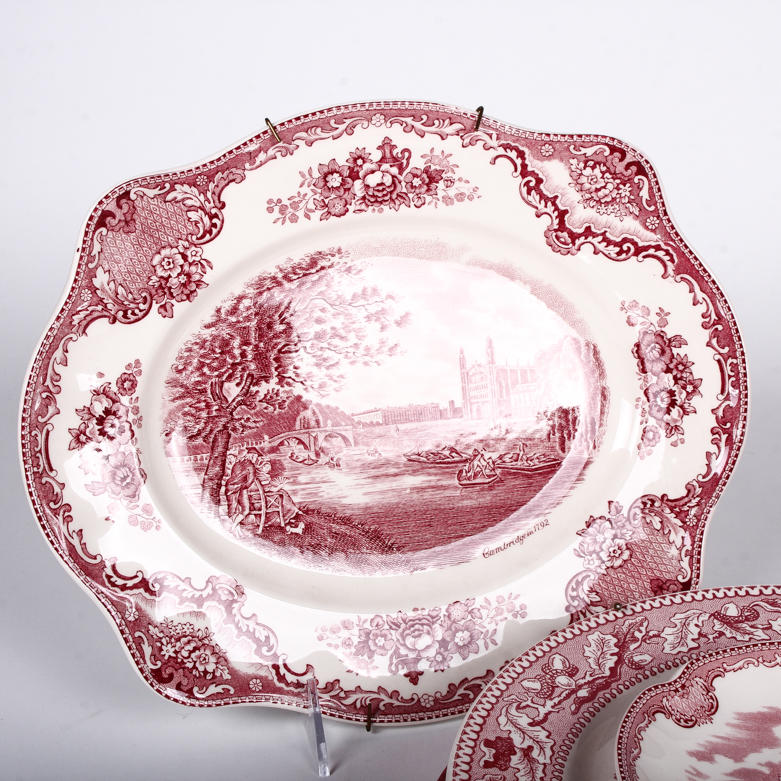 Vintage Red and White Transferware