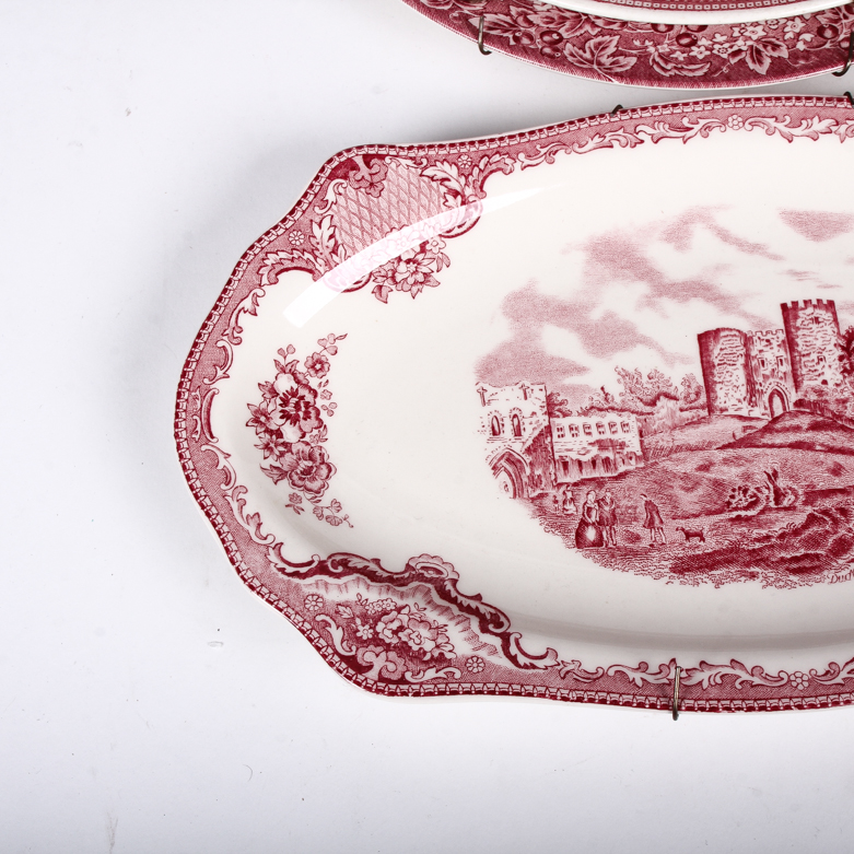 Vintage Red and White Transferware