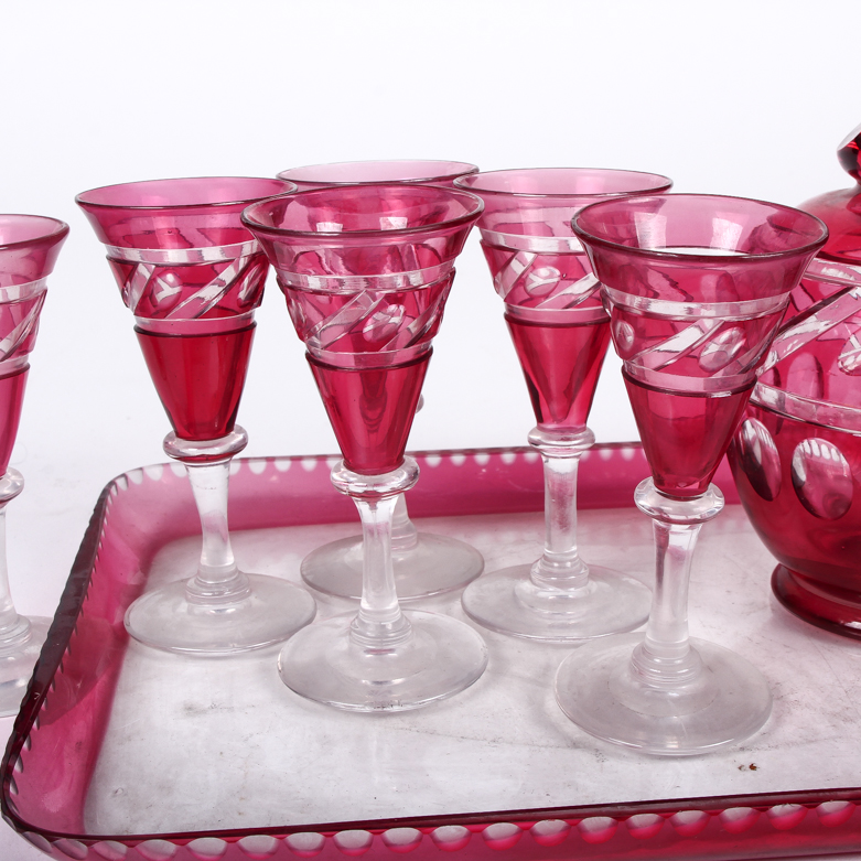 Cranberry Glass Decanter Set