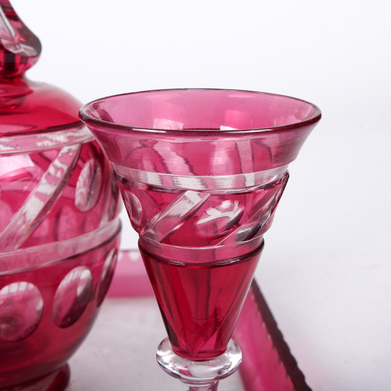 Cranberry Glass Decanter Set