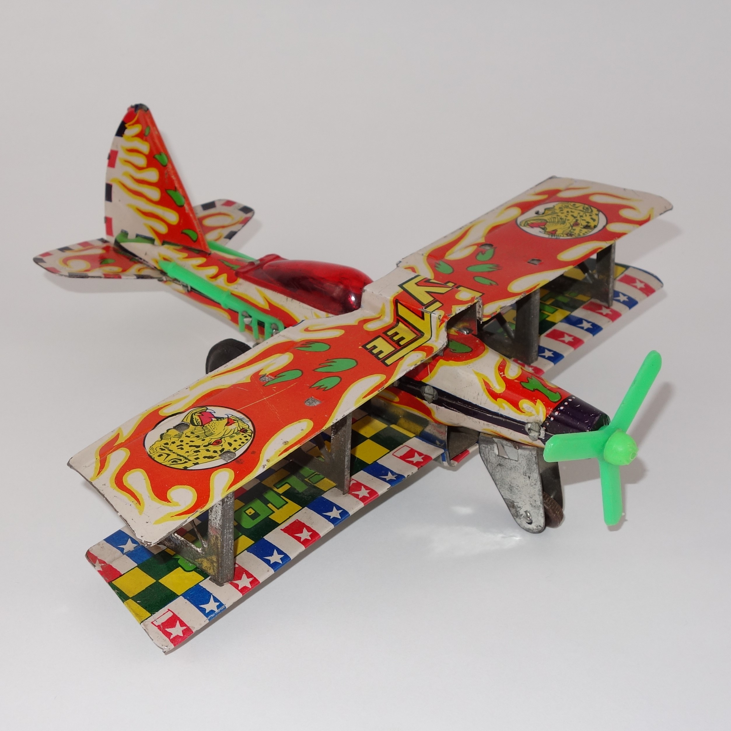 Vintage 1960s Kaytee Friction Tin Airplane