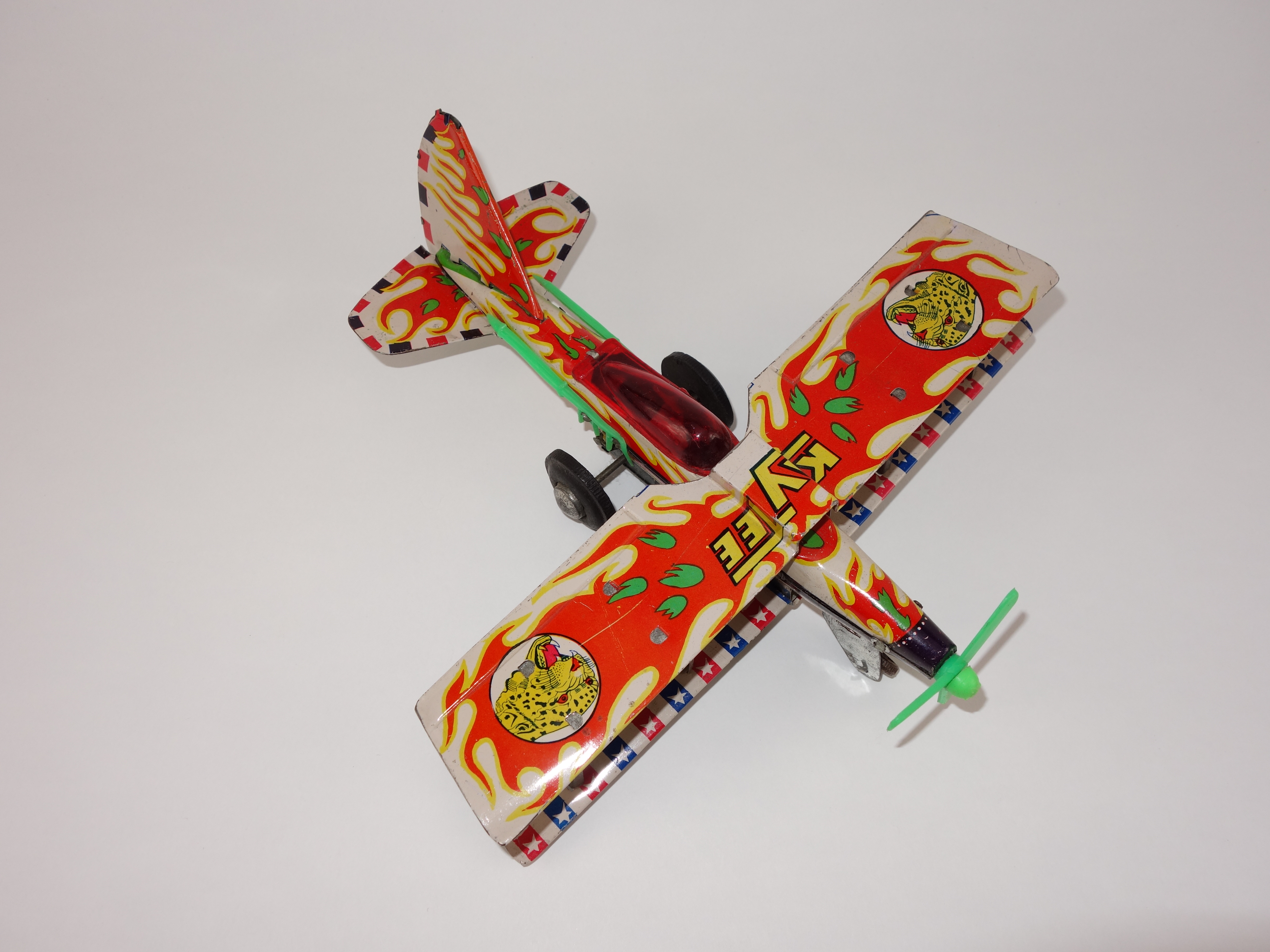 Vintage 1960s Kaytee Friction Tin Airplane