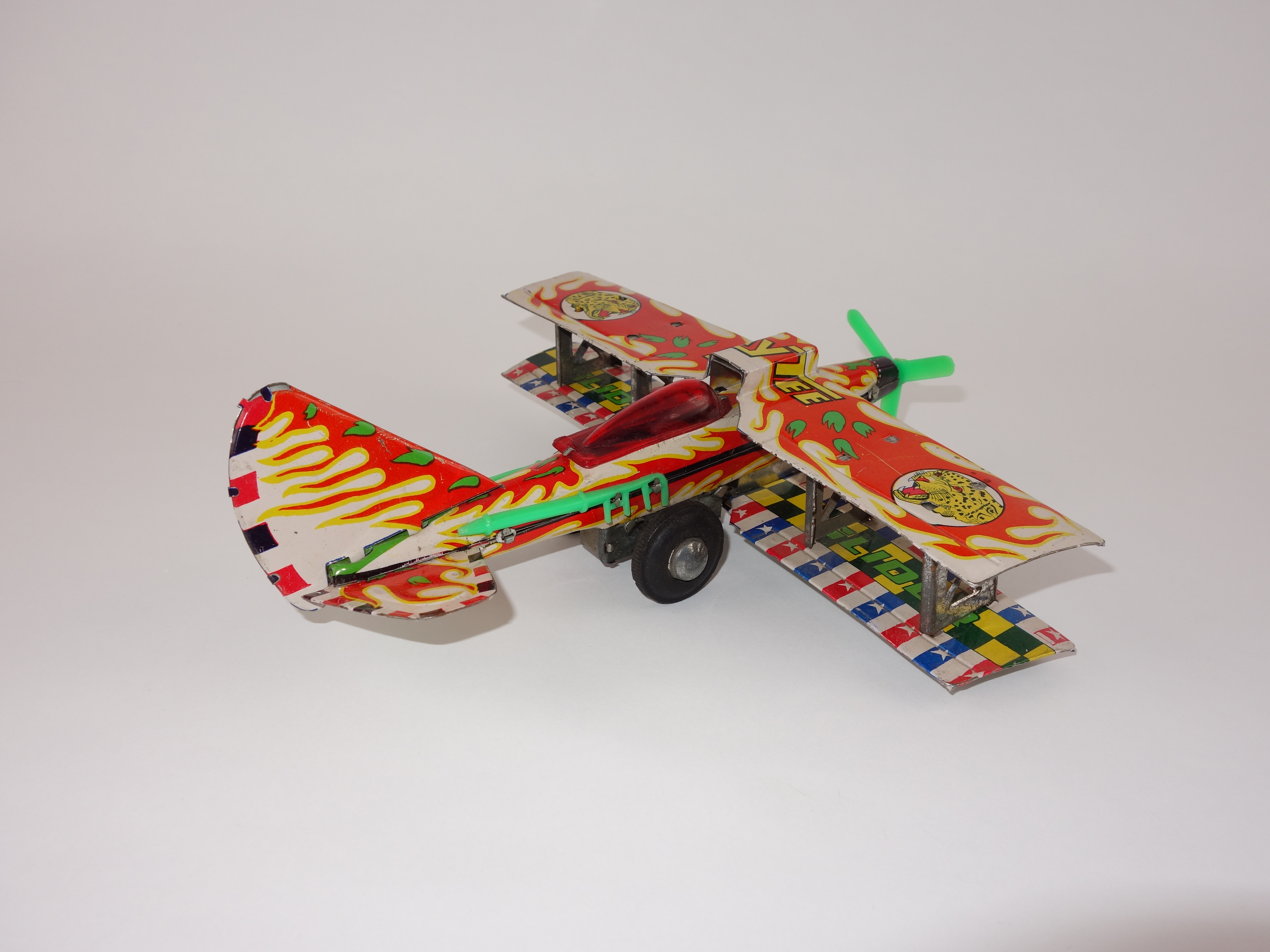 Vintage 1960s Kaytee Friction Tin Airplane