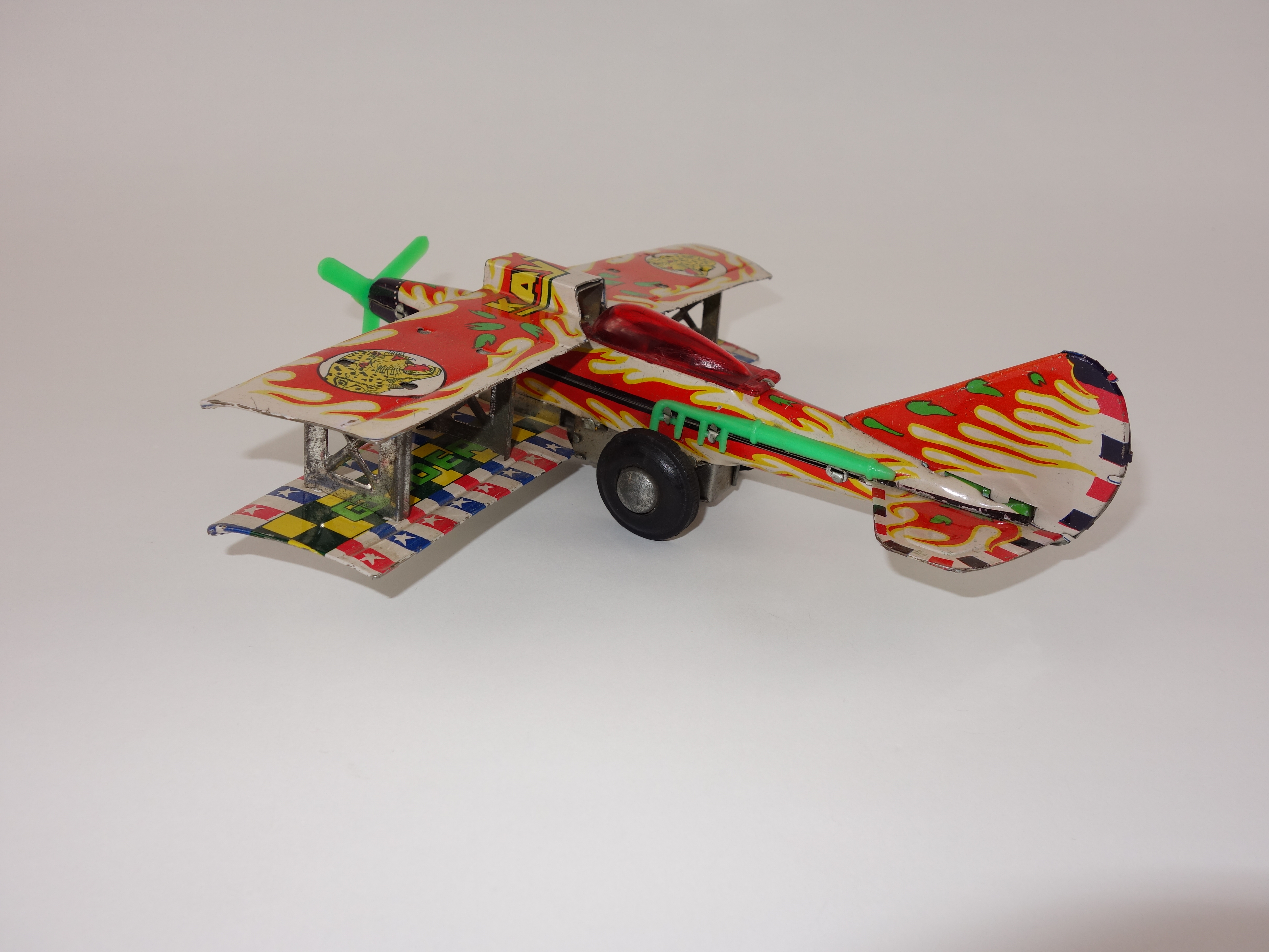 Vintage 1960s Kaytee Friction Tin Airplane