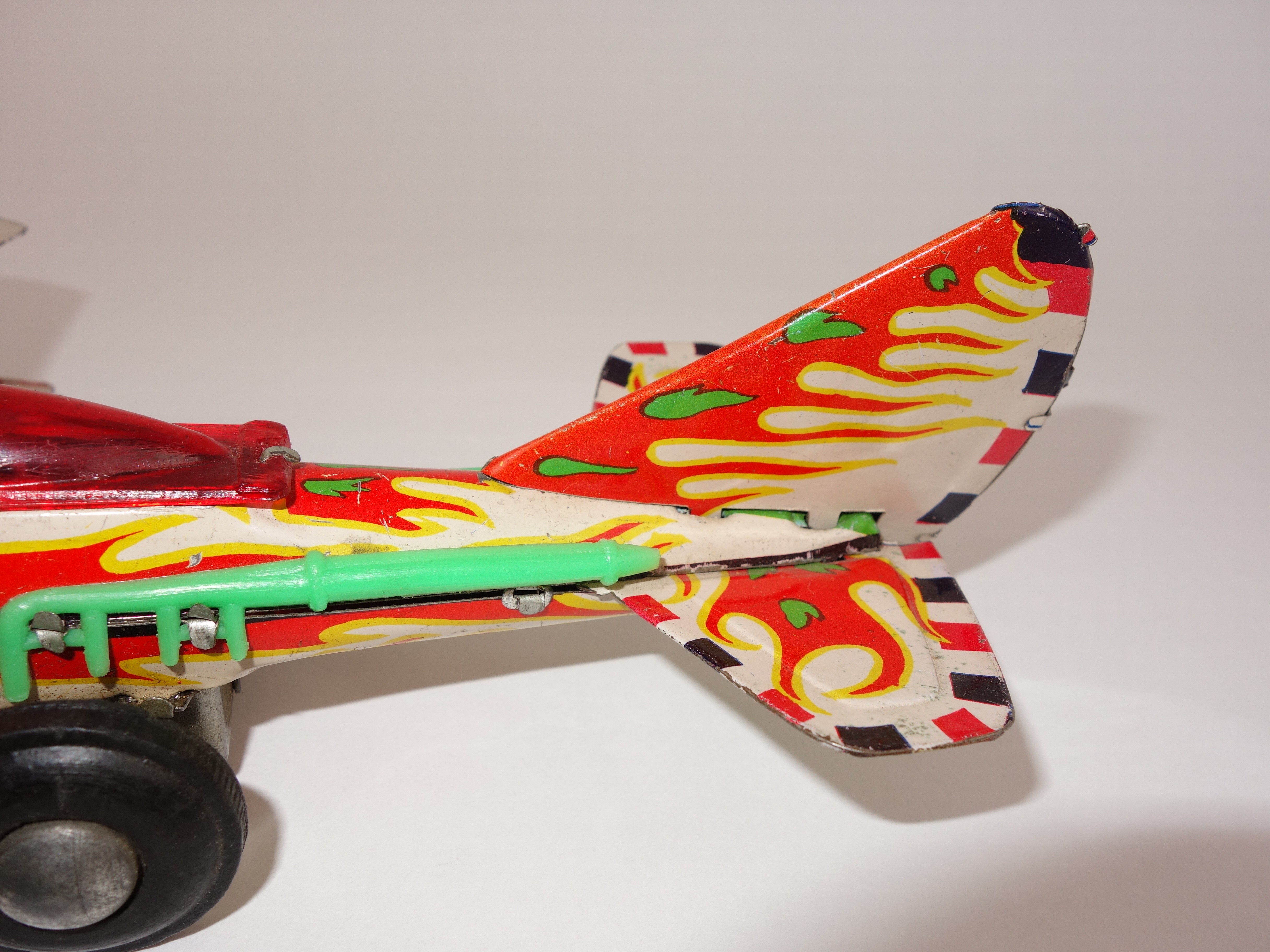 Vintage 1960s Kaytee Friction Tin Airplane