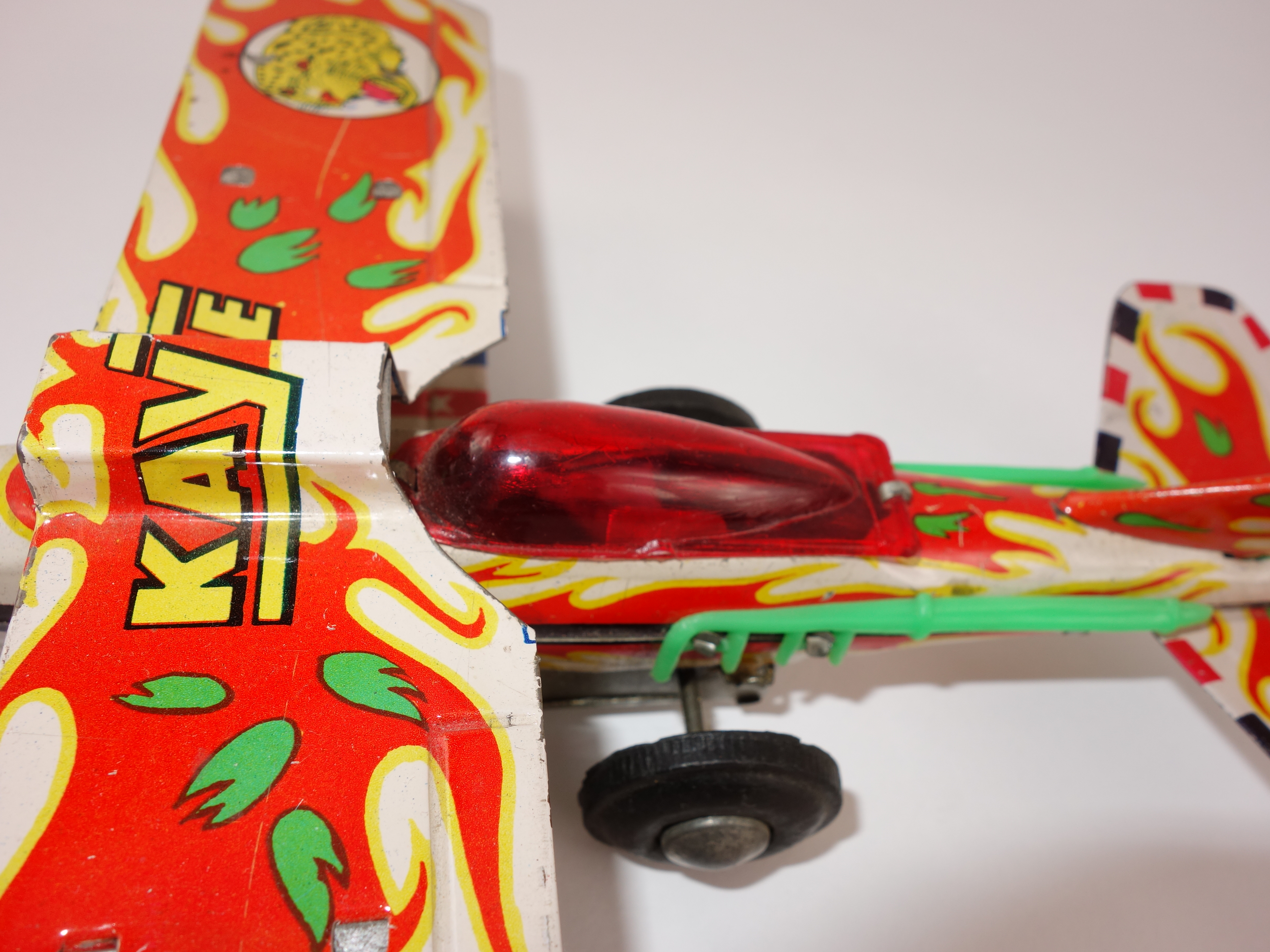Vintage 1960s Kaytee Friction Tin Airplane