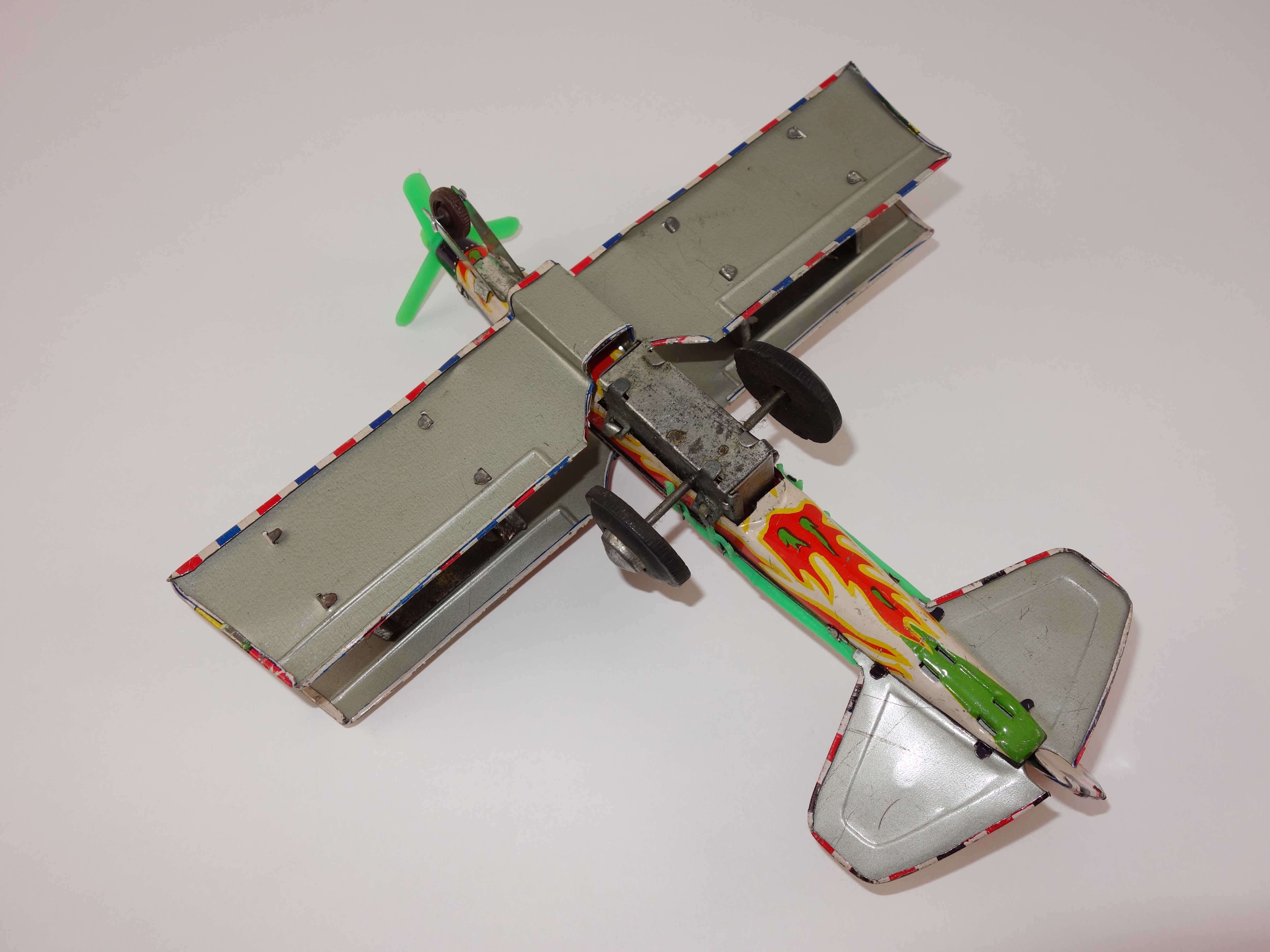 Vintage 1960s Kaytee Friction Tin Airplane