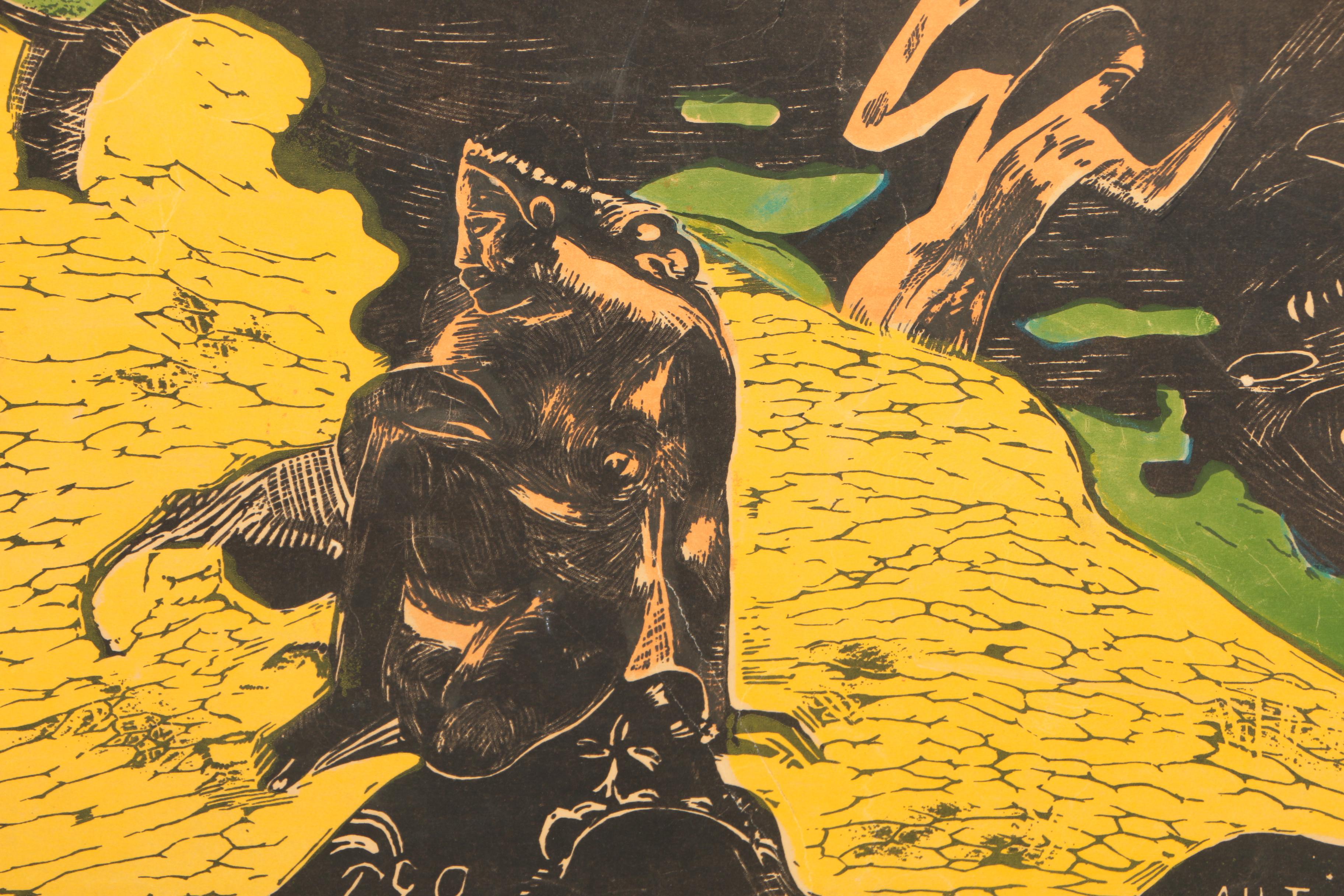 Pair of Serigraph Prints on Paper After Paul Gauguin Woodblocks for "Noa Noa"