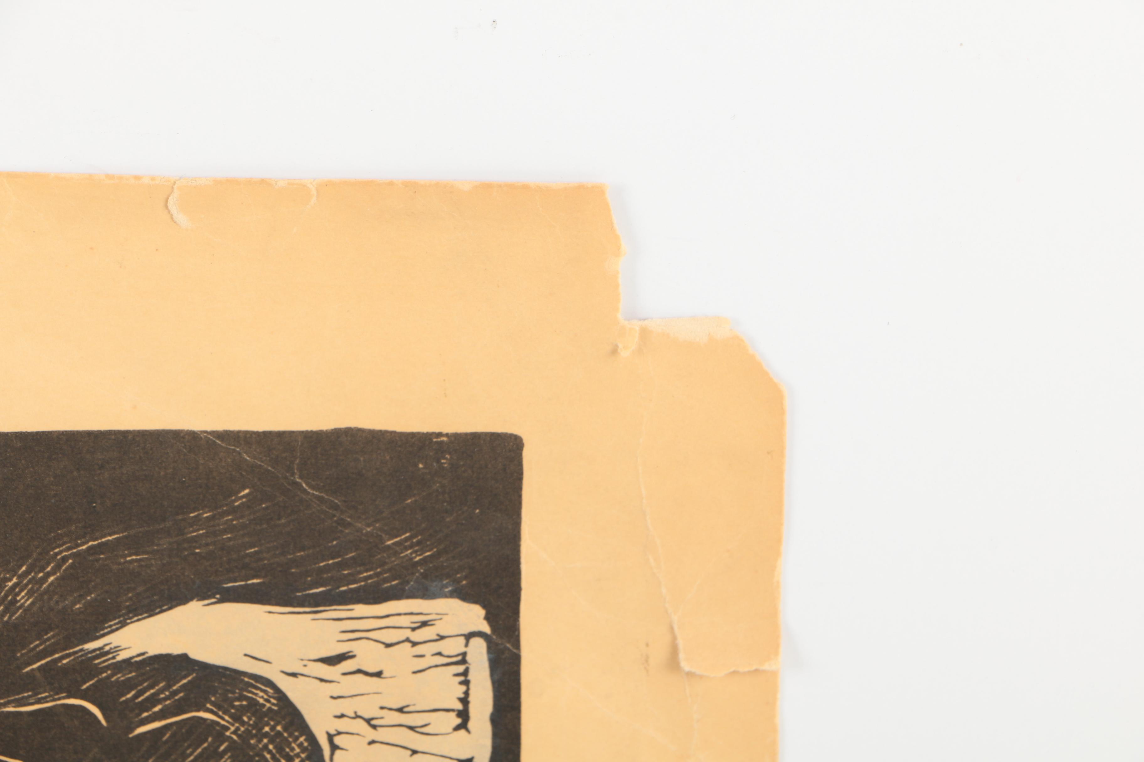 Pair of Serigraph Prints on Paper After Paul Gauguin Woodblocks for "Noa Noa"