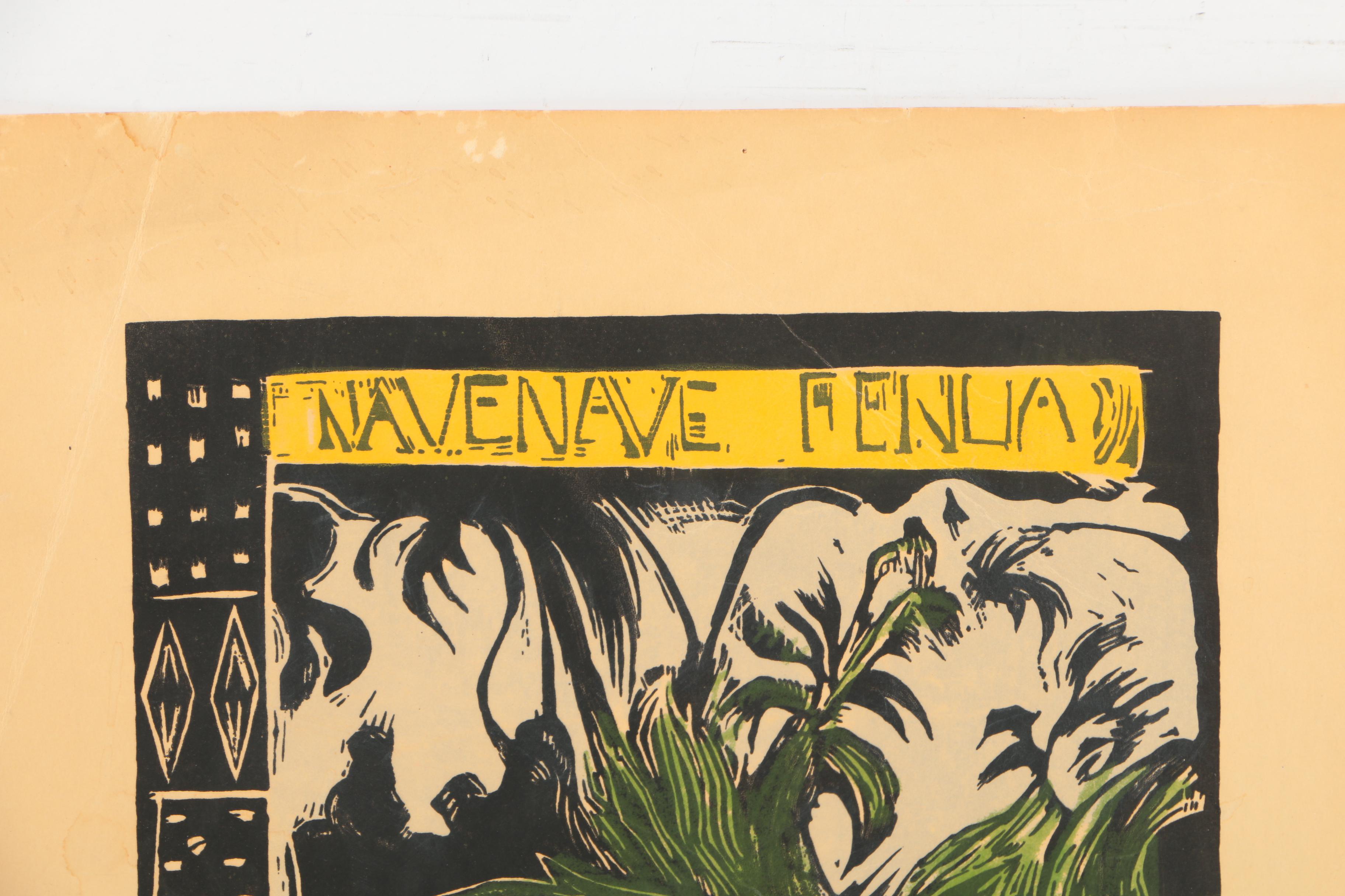 Pair of Serigraph Prints on Paper After Paul Gauguin Woodblocks for "Noa Noa"