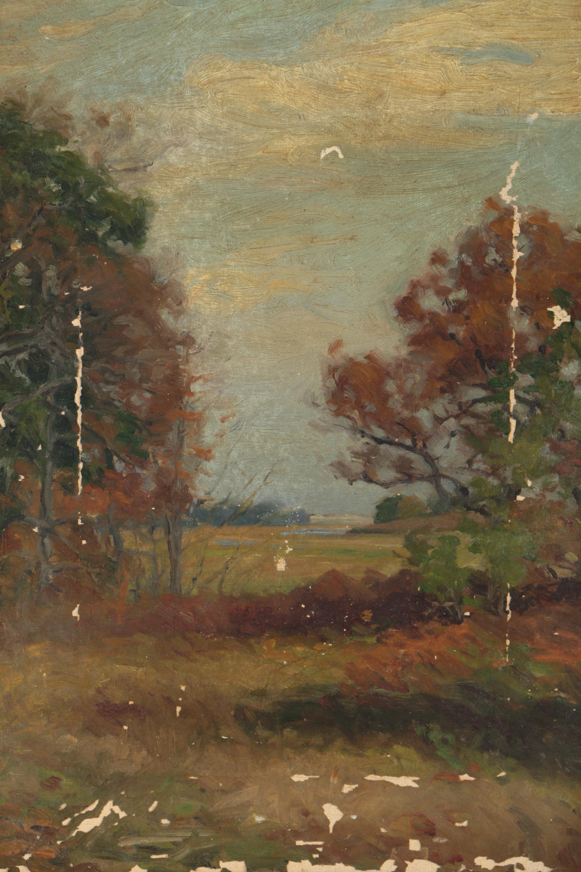 George Lawlor Oil Painting of a Landscape "View of Essex"