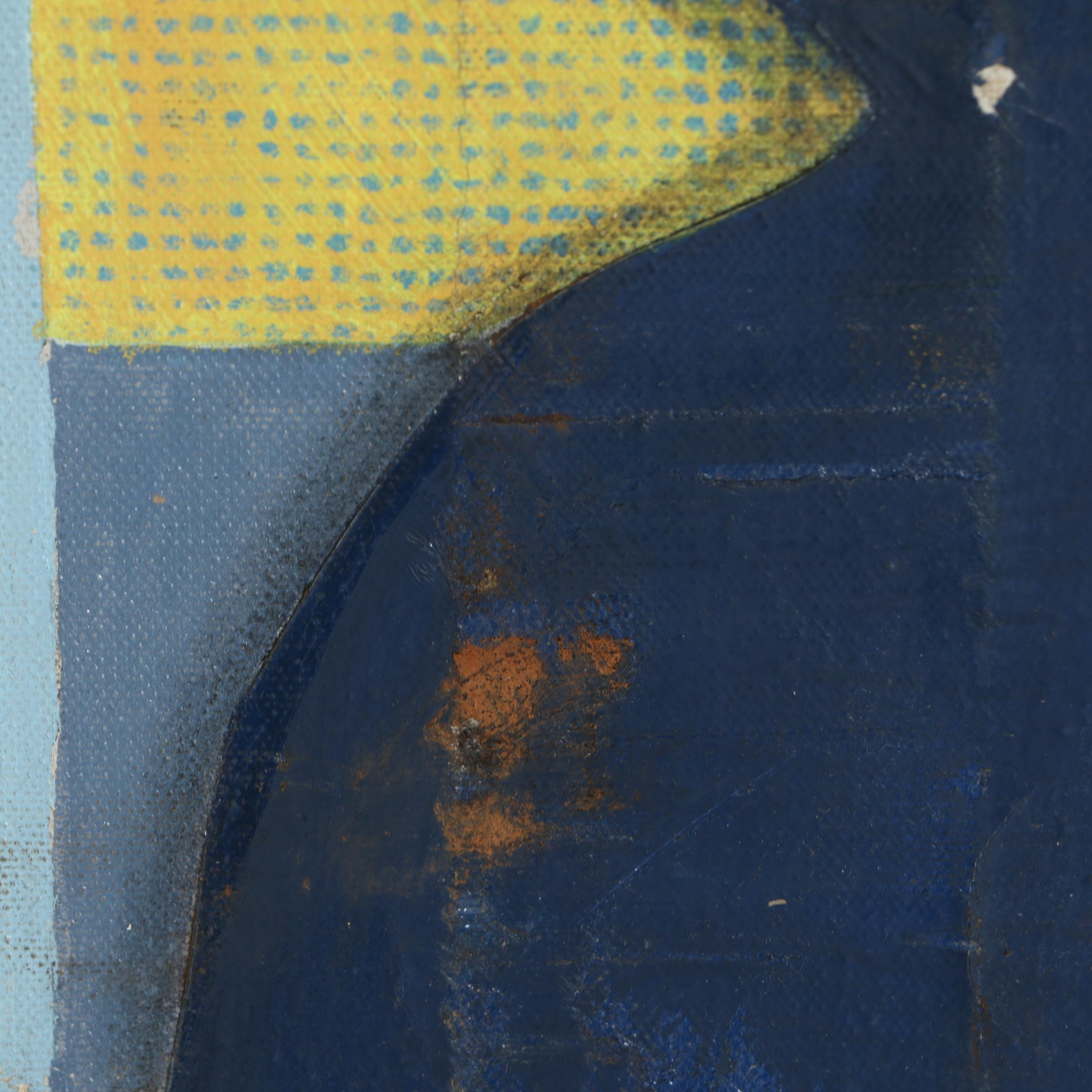 Acrylic on Canvas Abstract Painting of Seated Figure