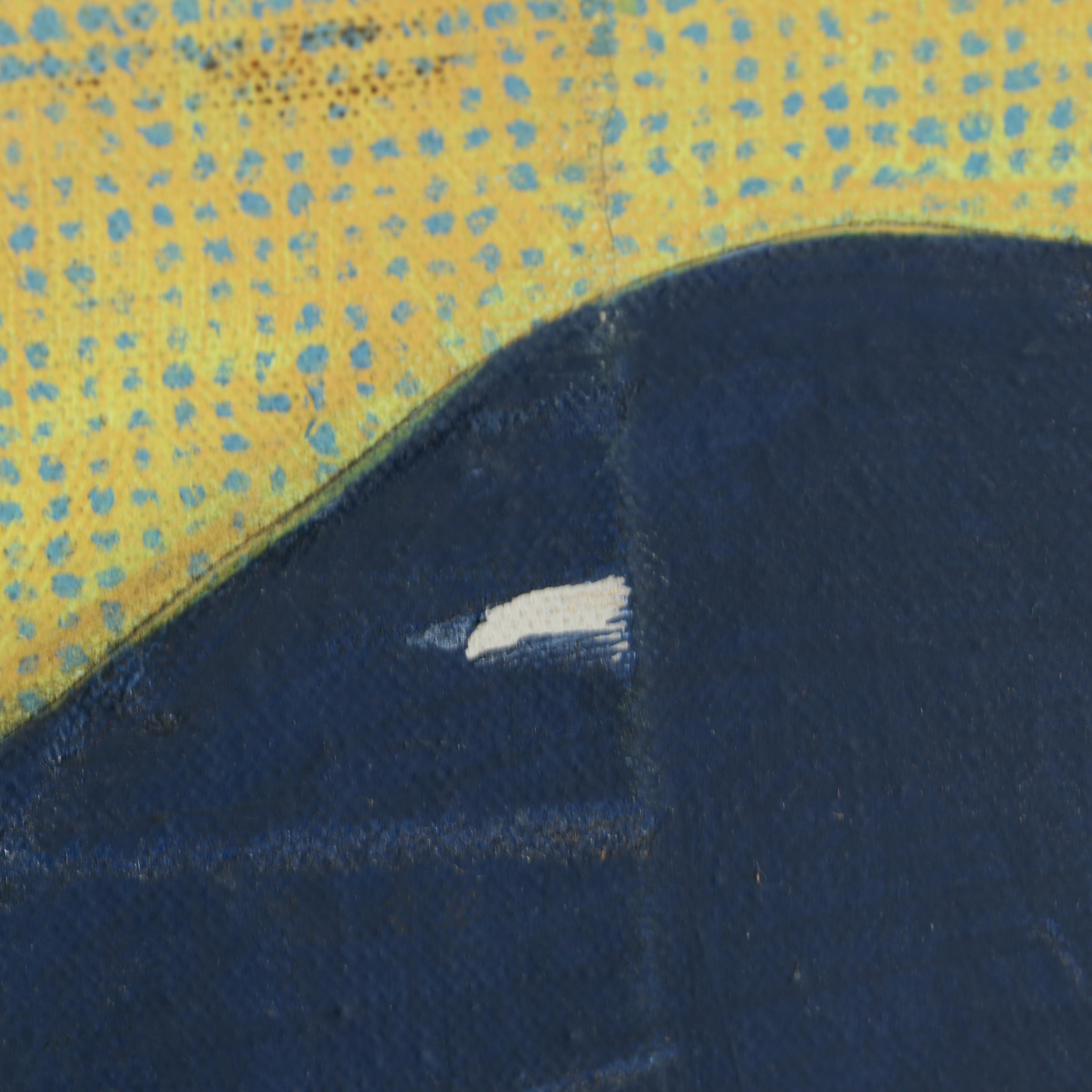 Acrylic on Canvas Abstract Painting of Seated Figure