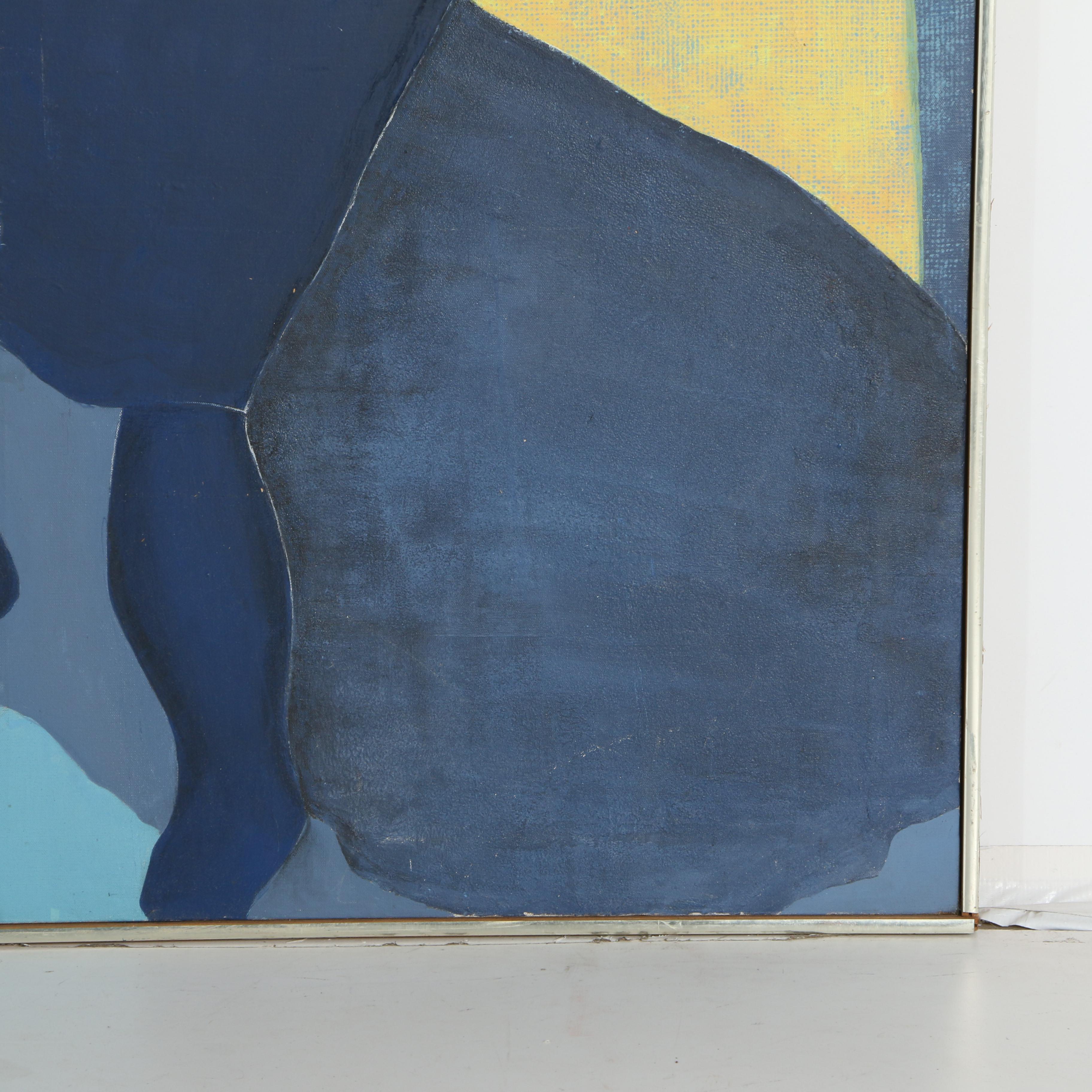 Acrylic on Canvas Abstract Painting of Seated Figure