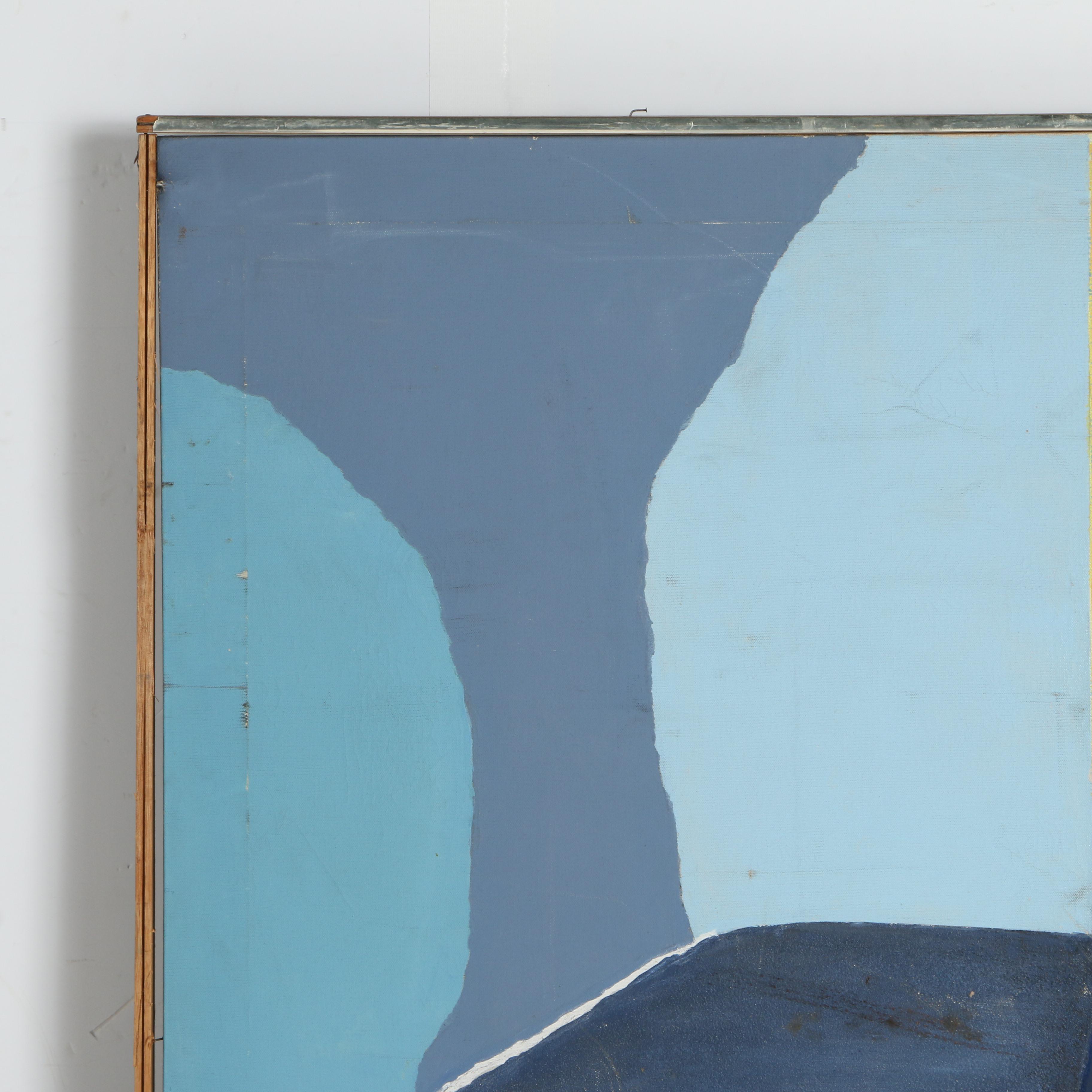 Acrylic on Canvas Abstract Painting of Seated Figure