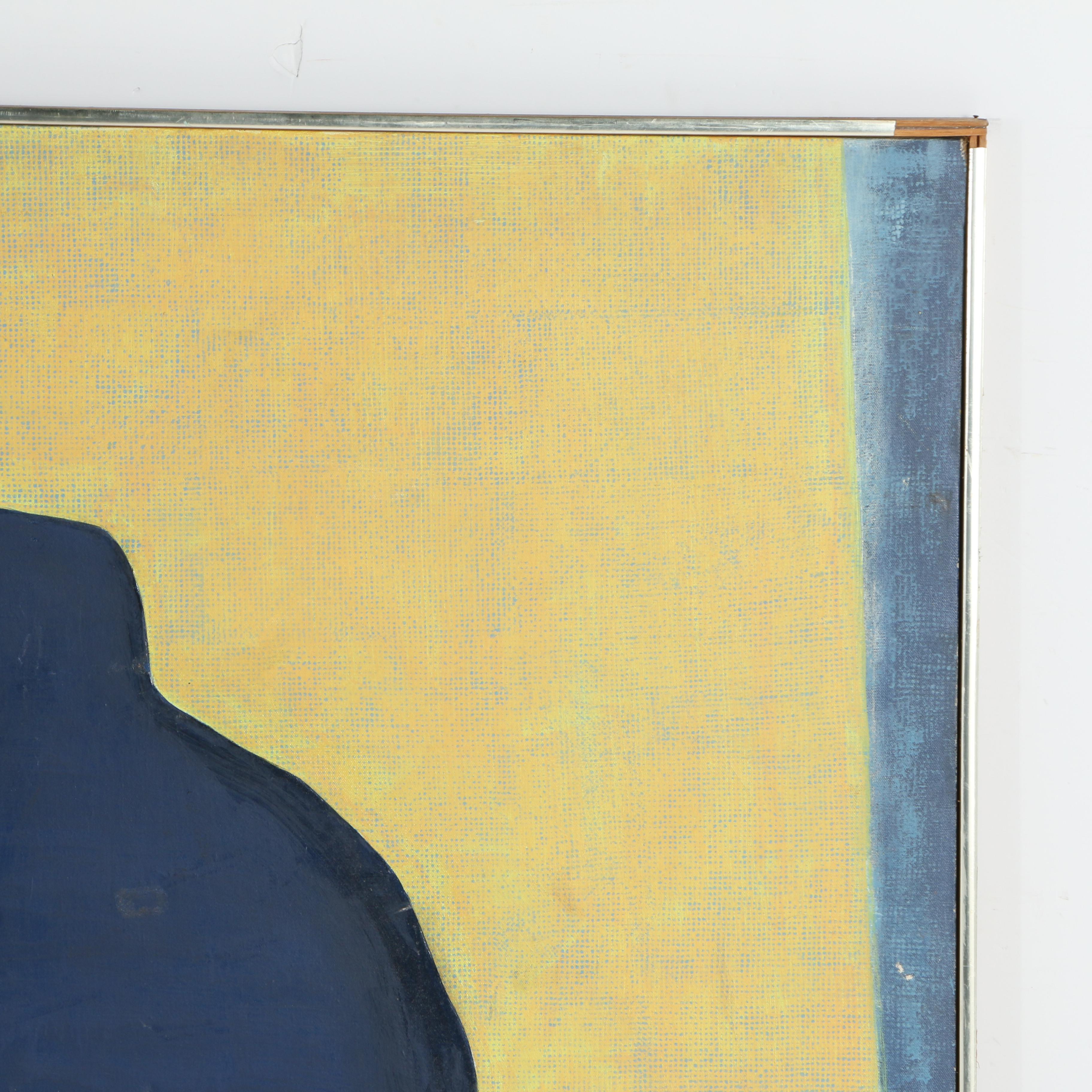 Acrylic on Canvas Abstract Painting of Seated Figure