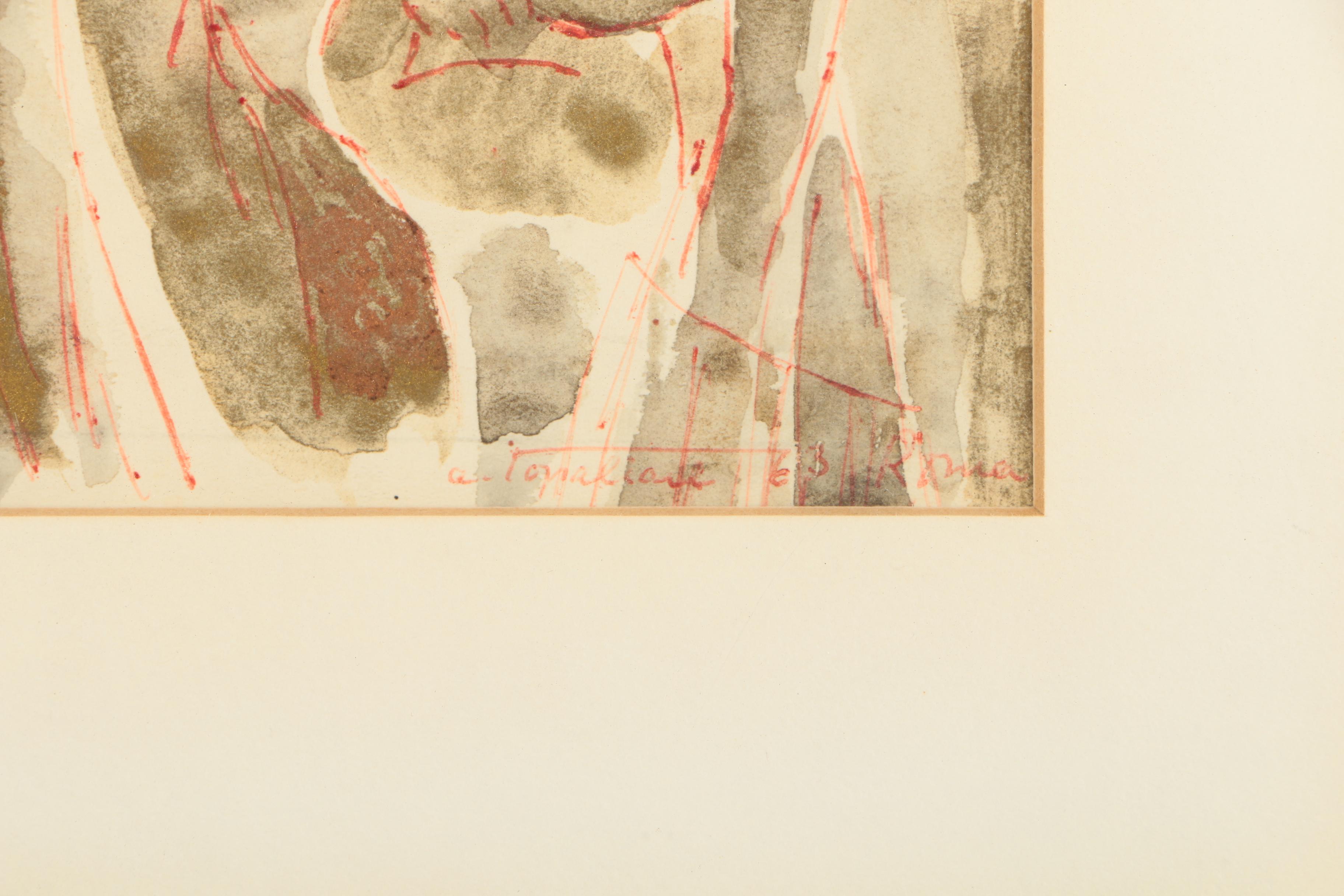 A. Topalian Ink Drawing of Madonna and Child