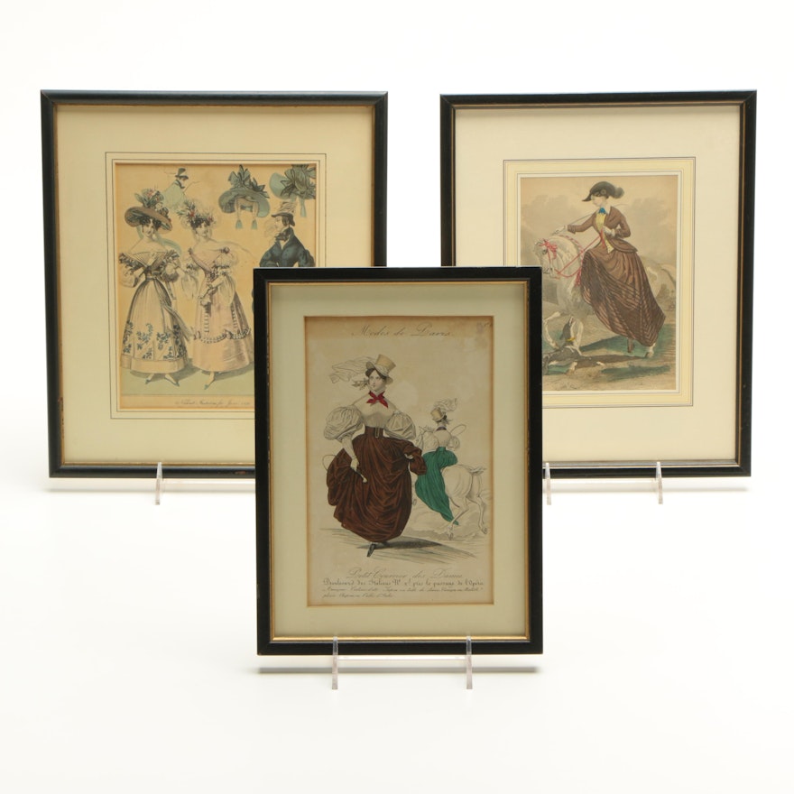 Hand-Colored Engravings of Women's Fashion Plates