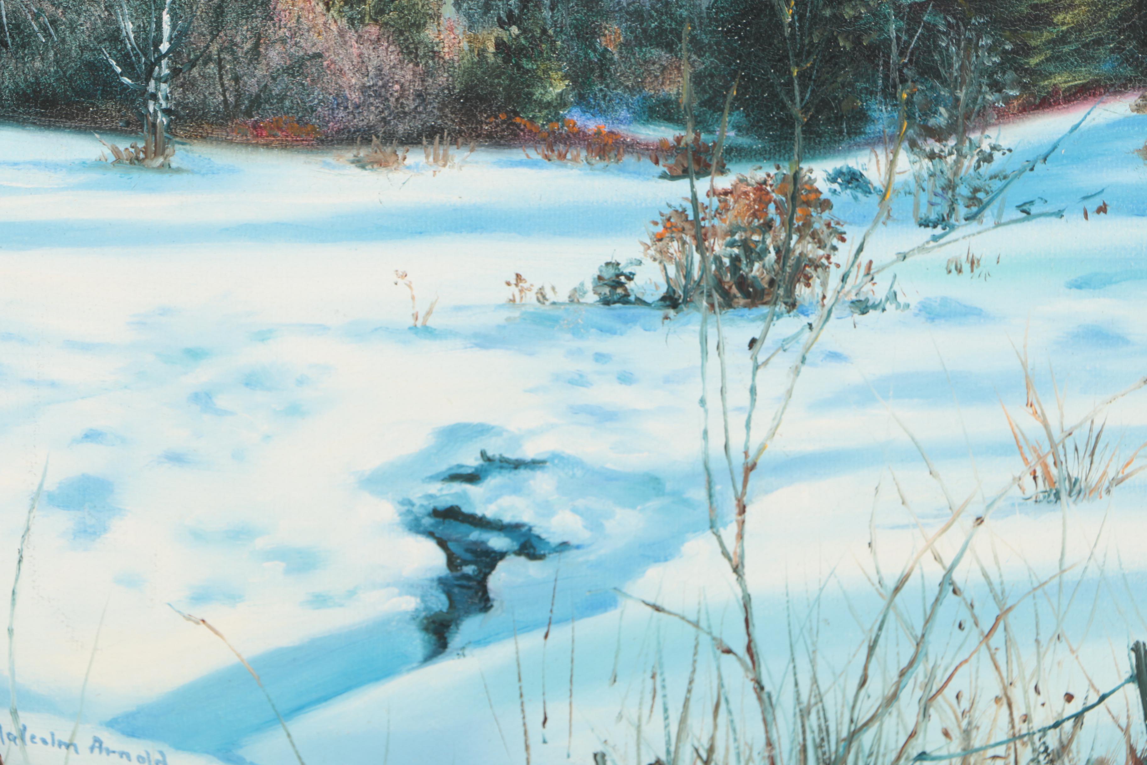 Gloria Malcolm Arnold Acrylic Painting of a Snowy Scene