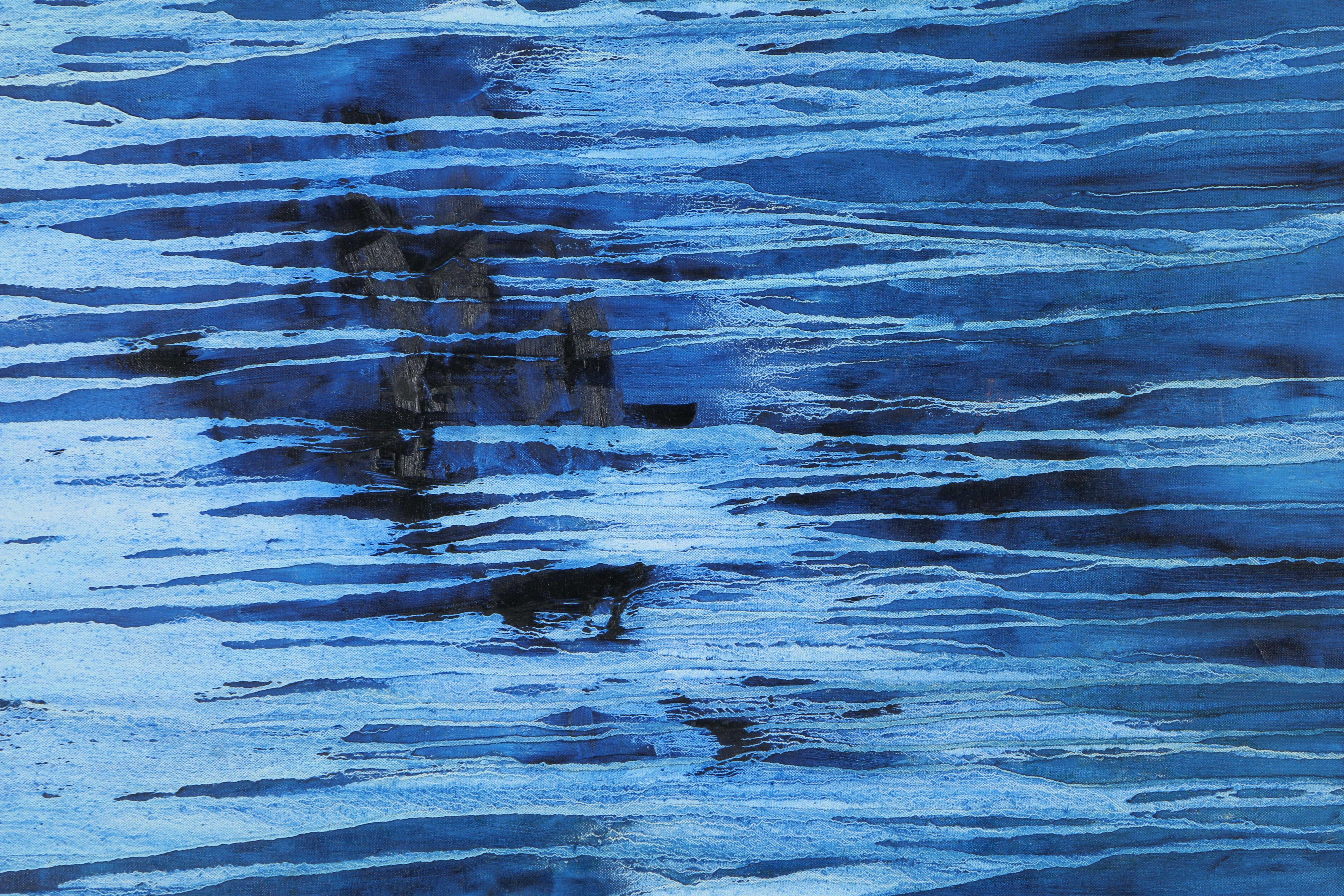 Oil on Canvas Abstract Painting in Blue