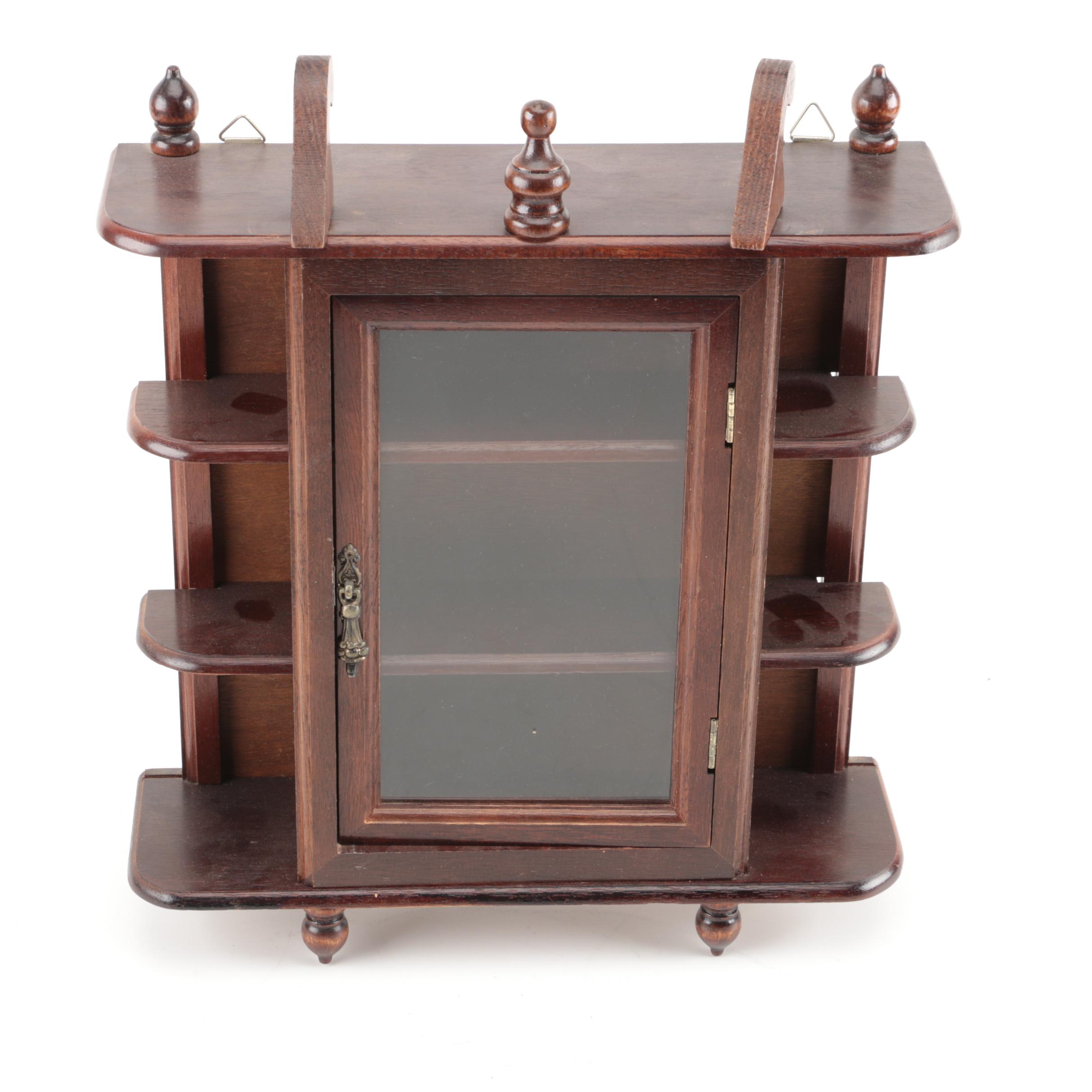 William and Mary Inspired Mahogany Wall Mount Curio Cabinet