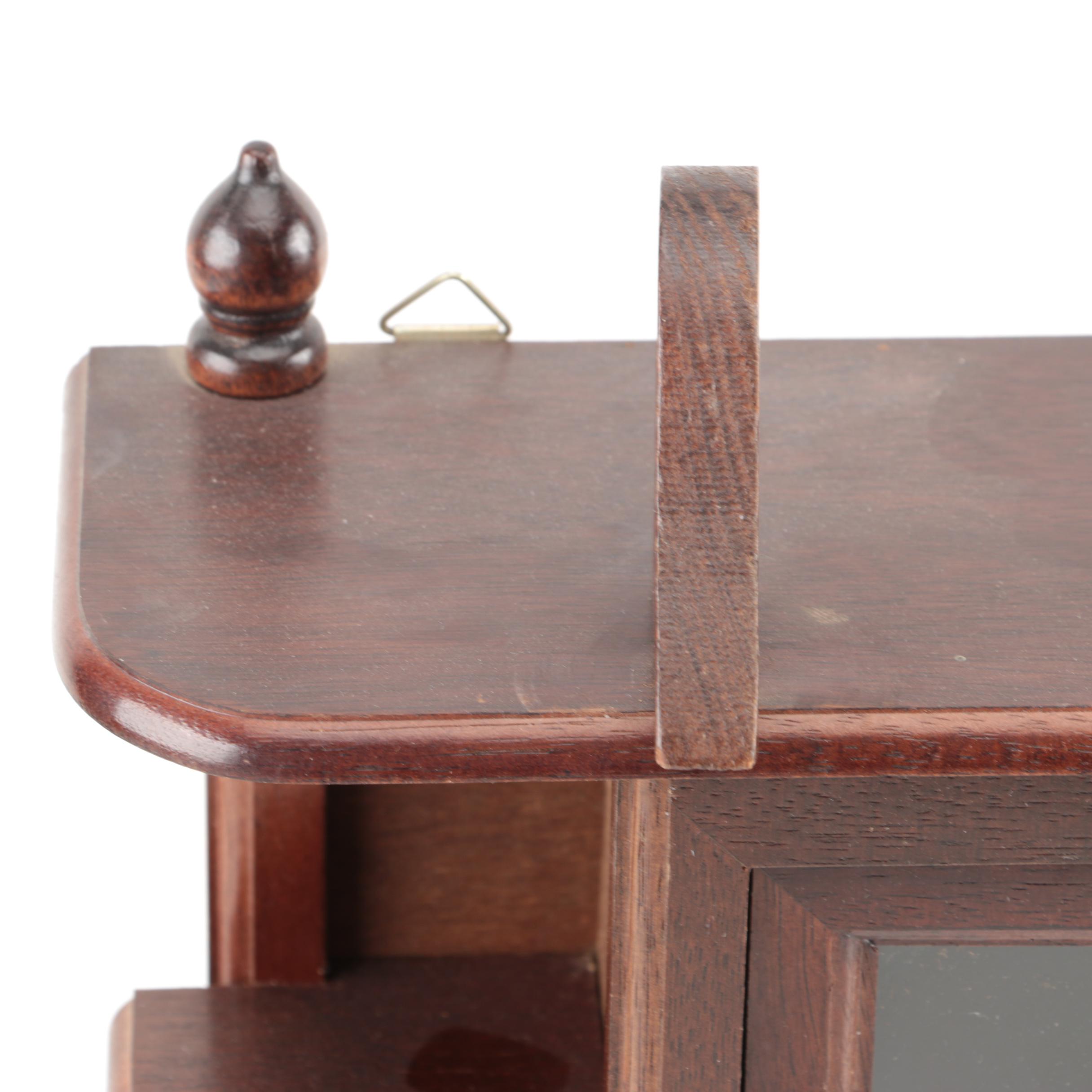 William and Mary Inspired Mahogany Wall Mount Curio Cabinet