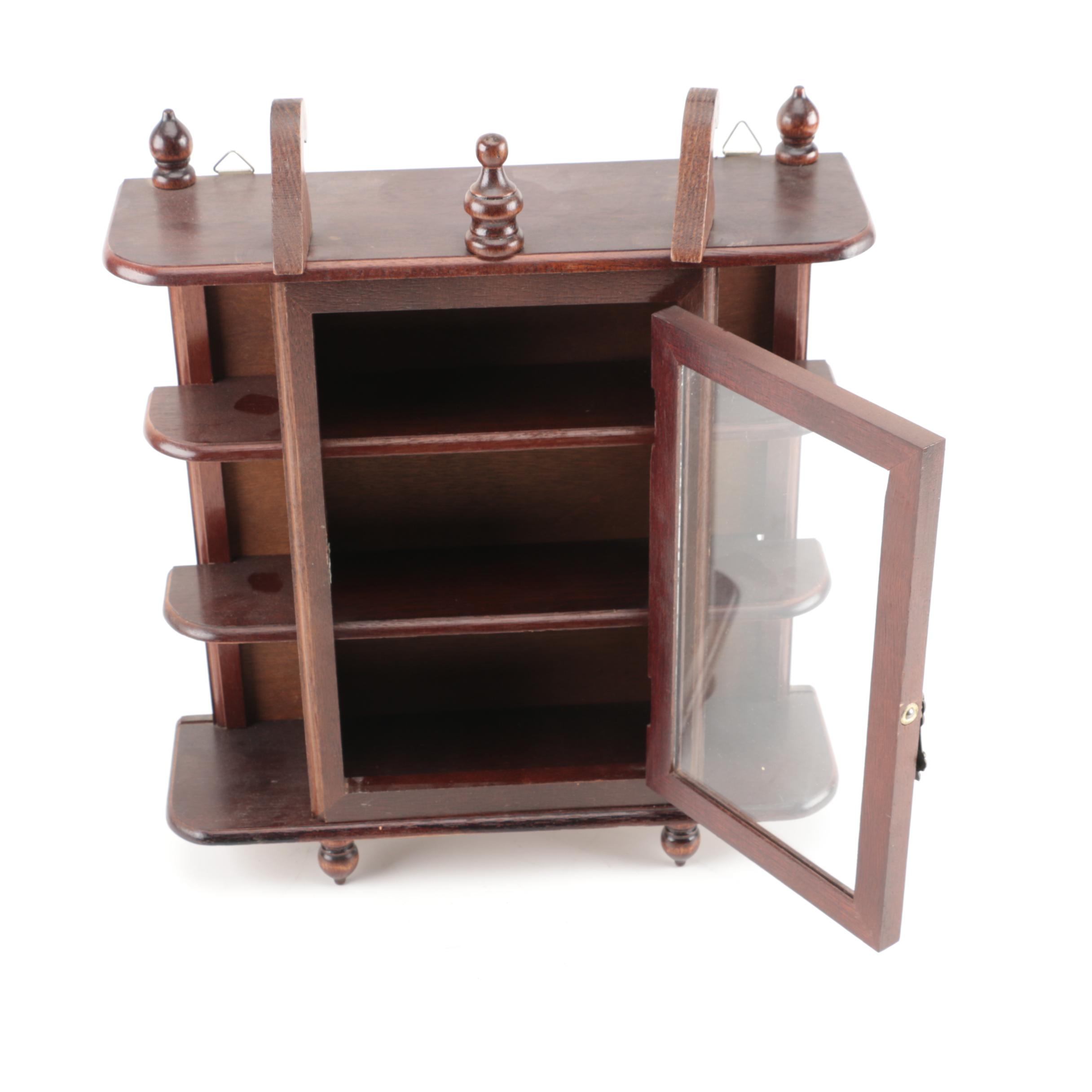 William and Mary Inspired Mahogany Wall Mount Curio Cabinet