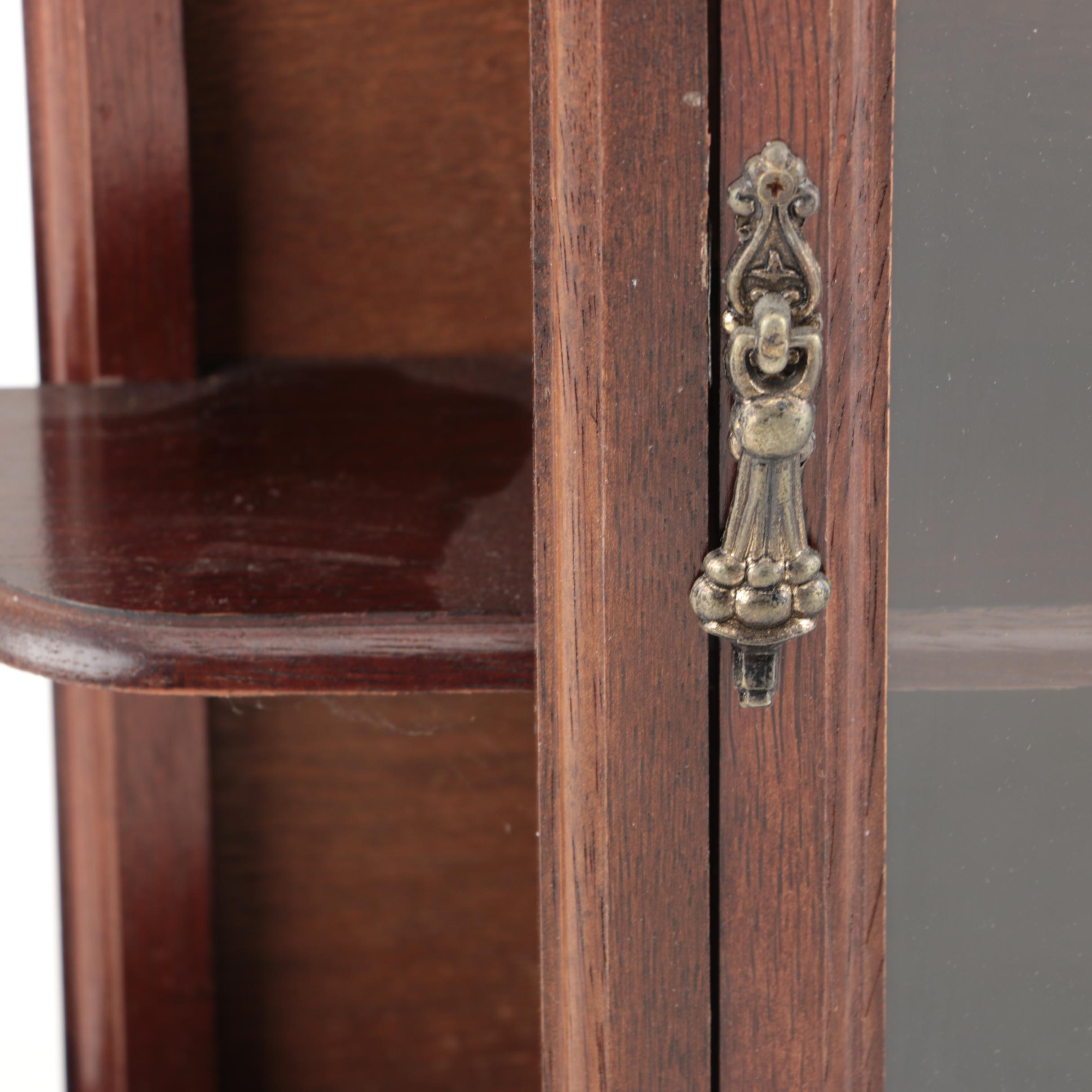 William and Mary Inspired Mahogany Wall Mount Curio Cabinet