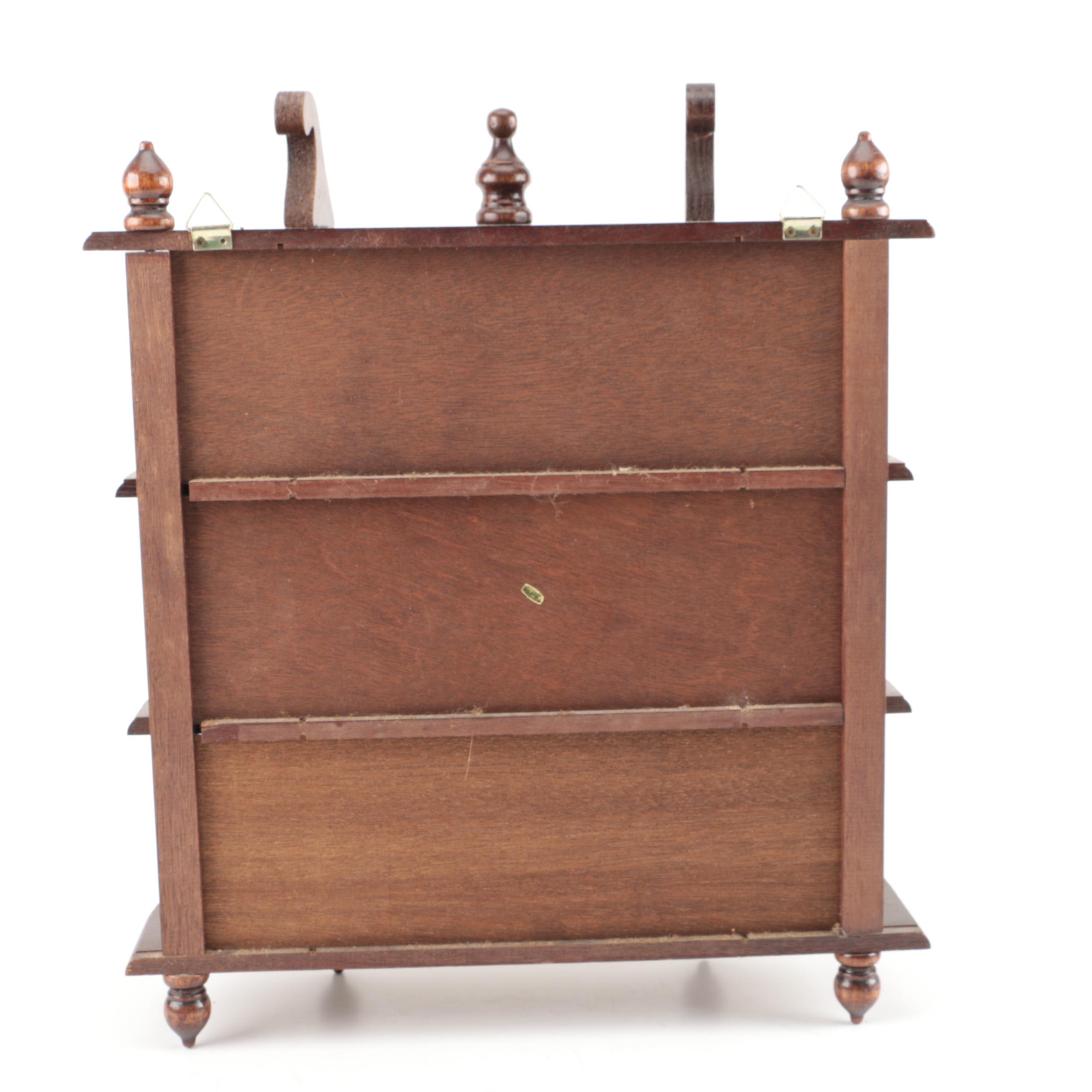 William and Mary Inspired Mahogany Wall Mount Curio Cabinet