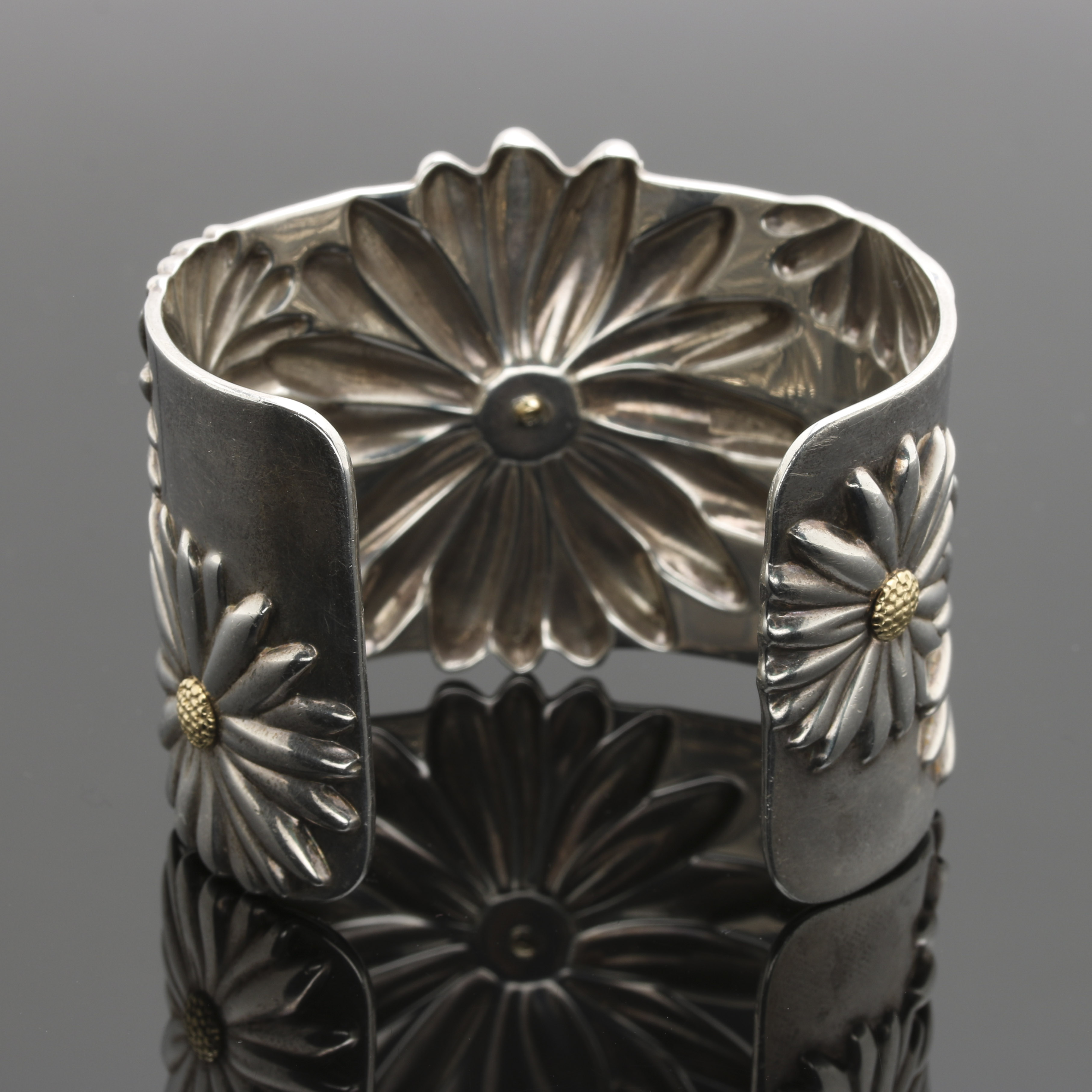 Tiffany & Co. Sterling Silver Daisy Cuff Bracelet With 18K Yellow Gold Accents