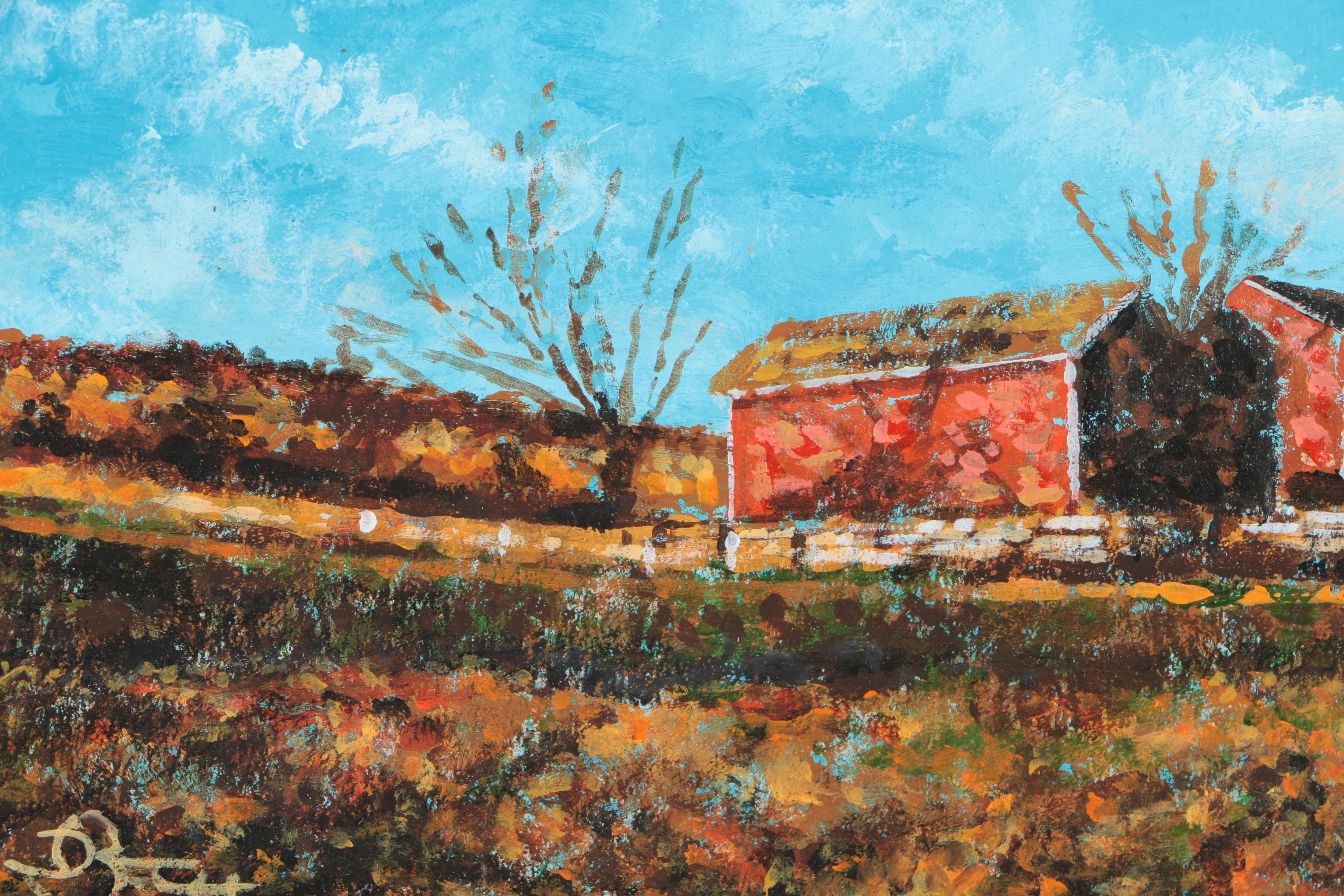 Del-Bourree Bach Original Oil Painting of Autumnal Barn