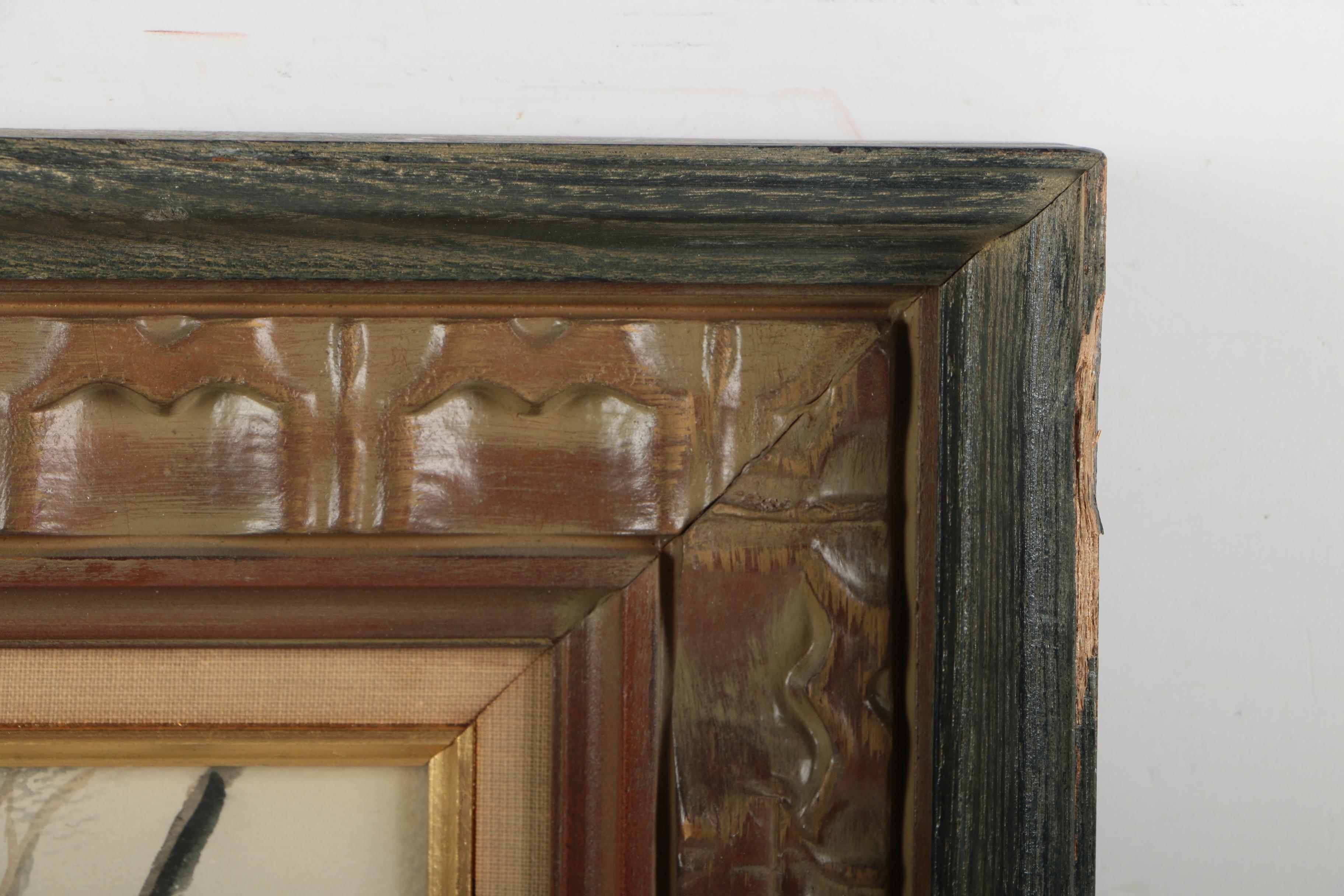 Jay Gee Watercolor Painting on Paper of a Winter Scene