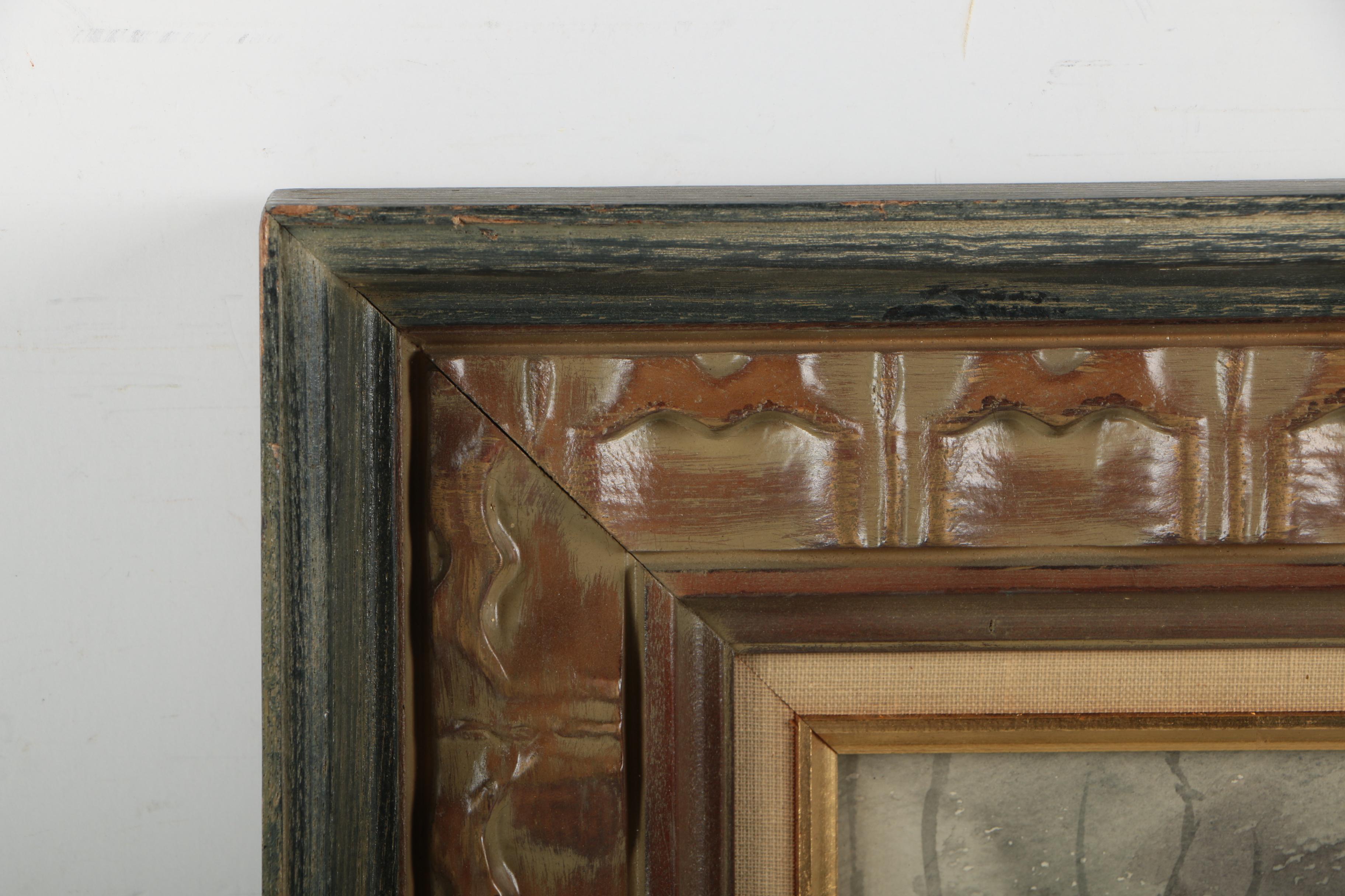 Jay Gee Watercolor Painting on Paper of a Winter Scene