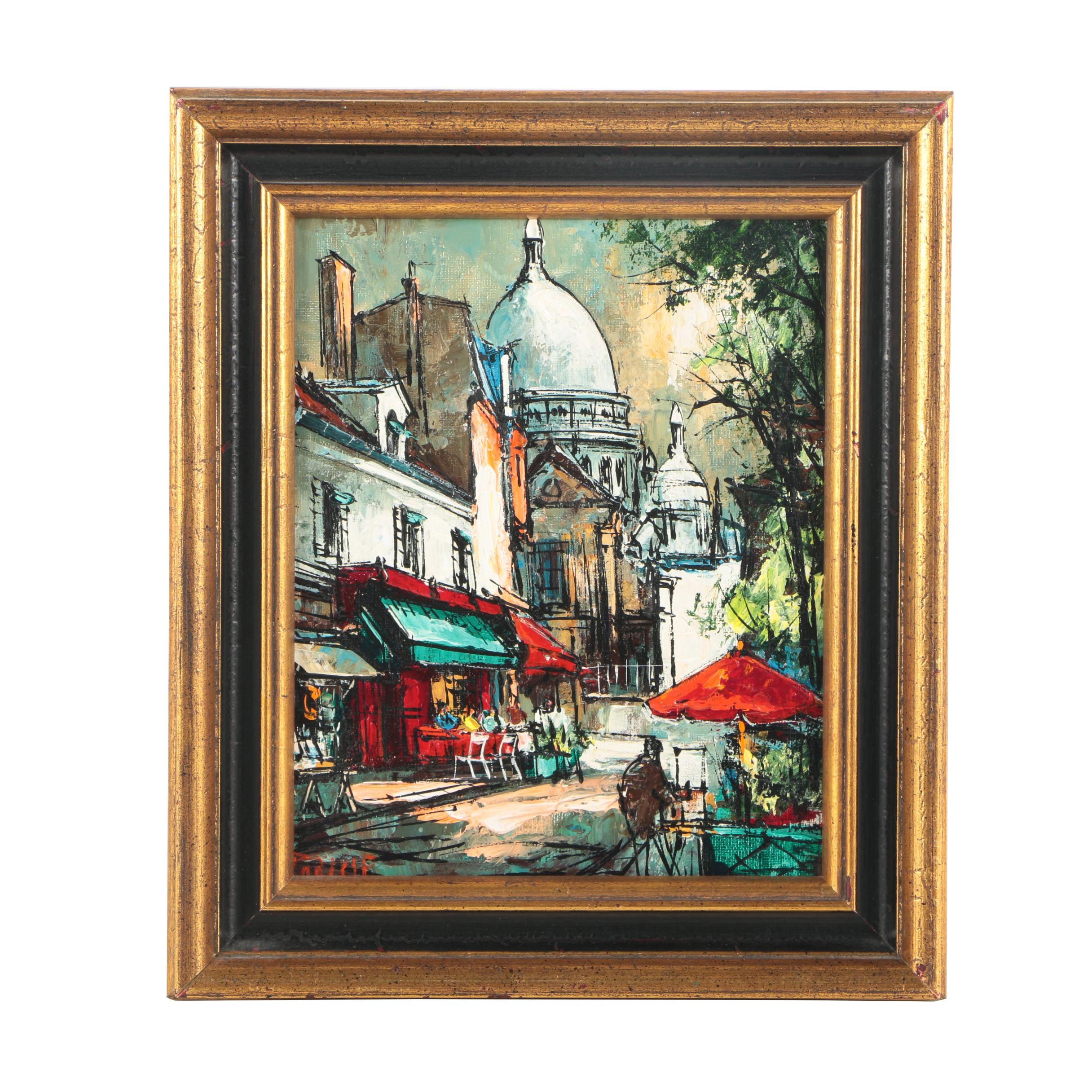 Oil Painting on Canvas of London Street Scene with St. Paul's Cathedral