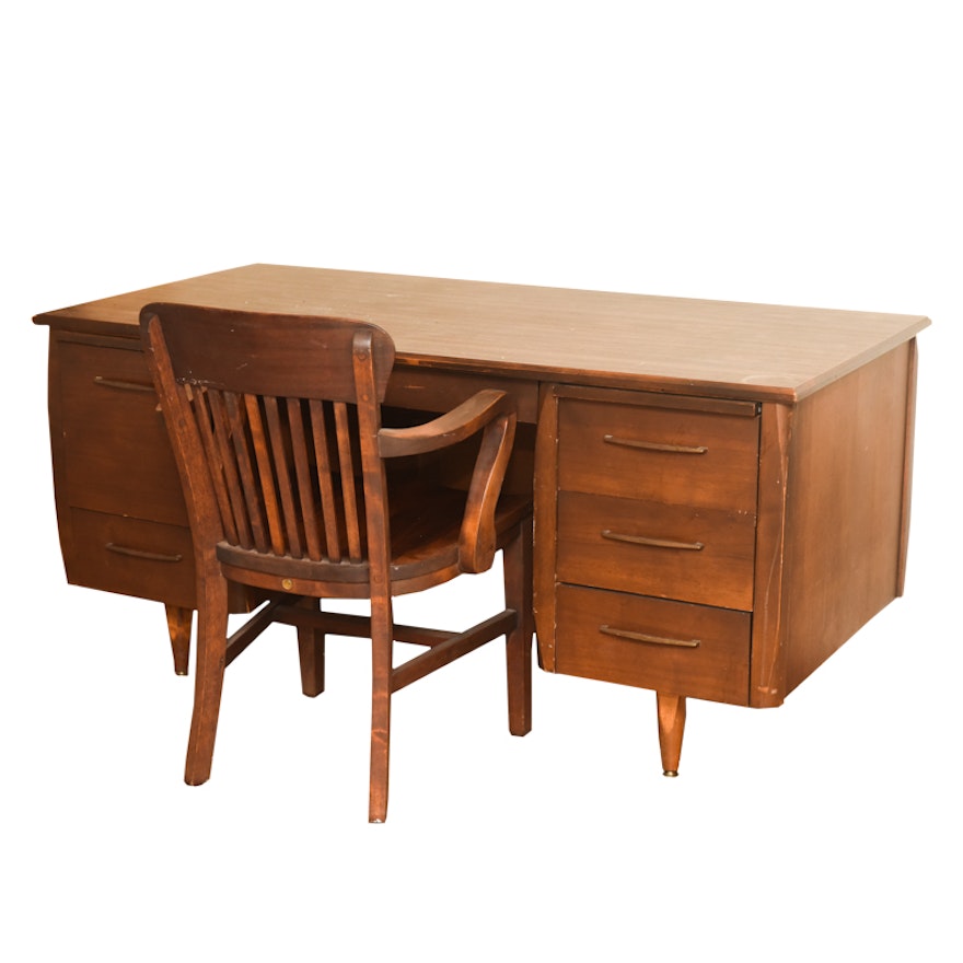 Mid Century Modern Desk with Chair