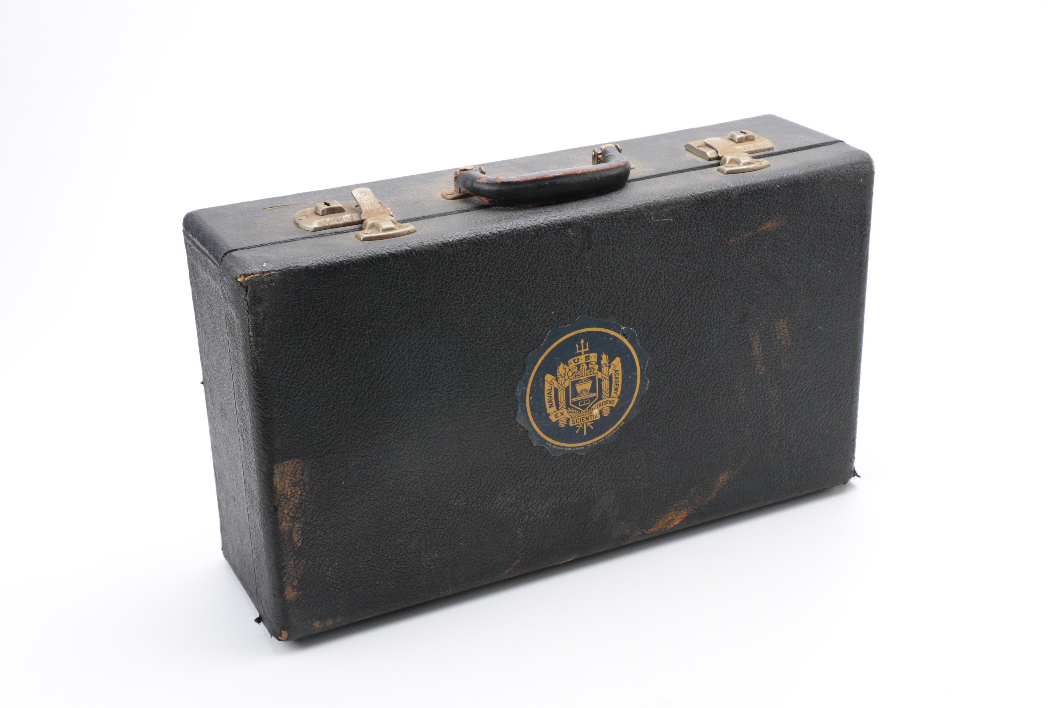 Vintage U. S. Naval Academy Leather Suitcase