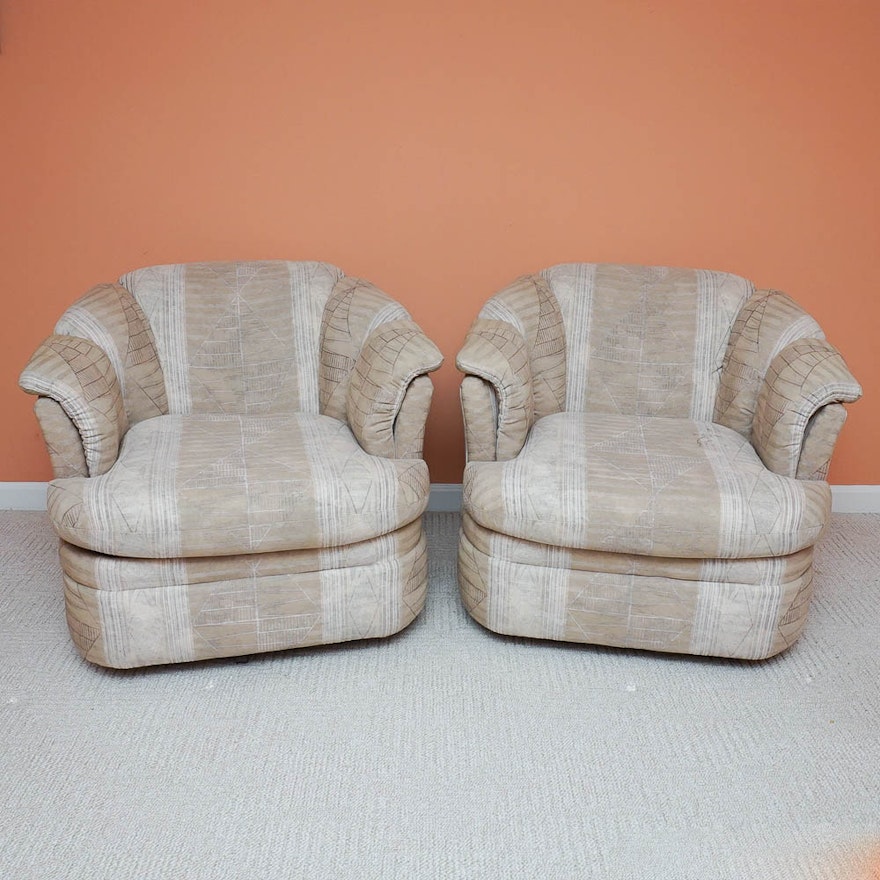 Pair of Regency Style Upholstered Club Chairs by Rowe